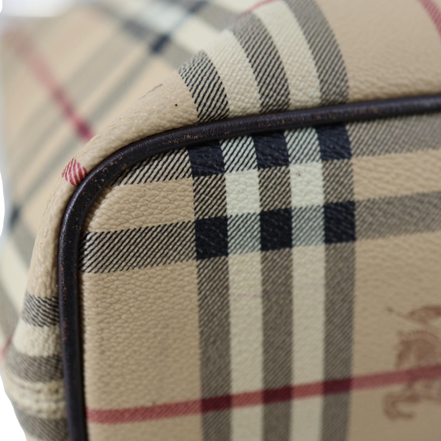 BURBERRY Onslow Haymarket Check Coated Canvas Tote Bag Beige