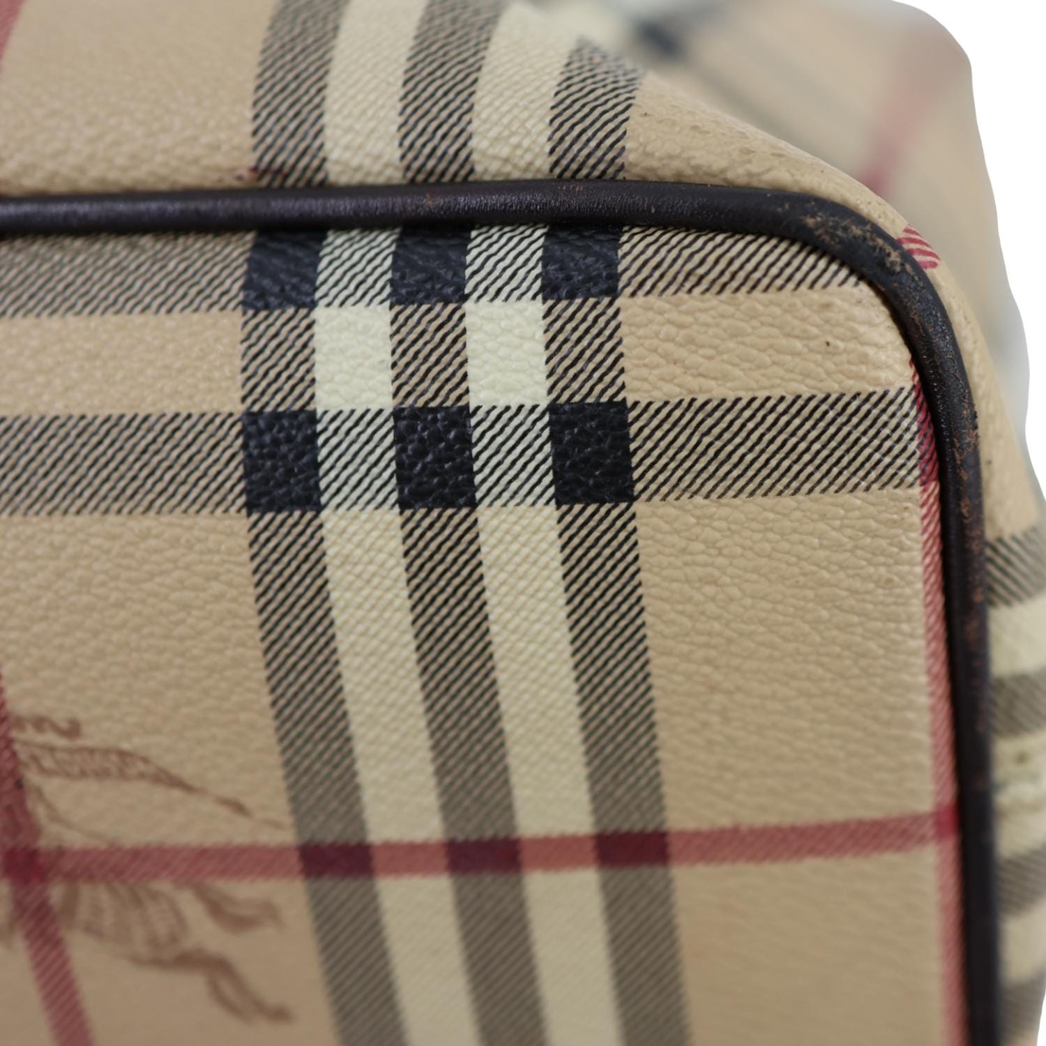 BURBERRY Onslow Haymarket Check Coated Canvas Tote Bag Beige
