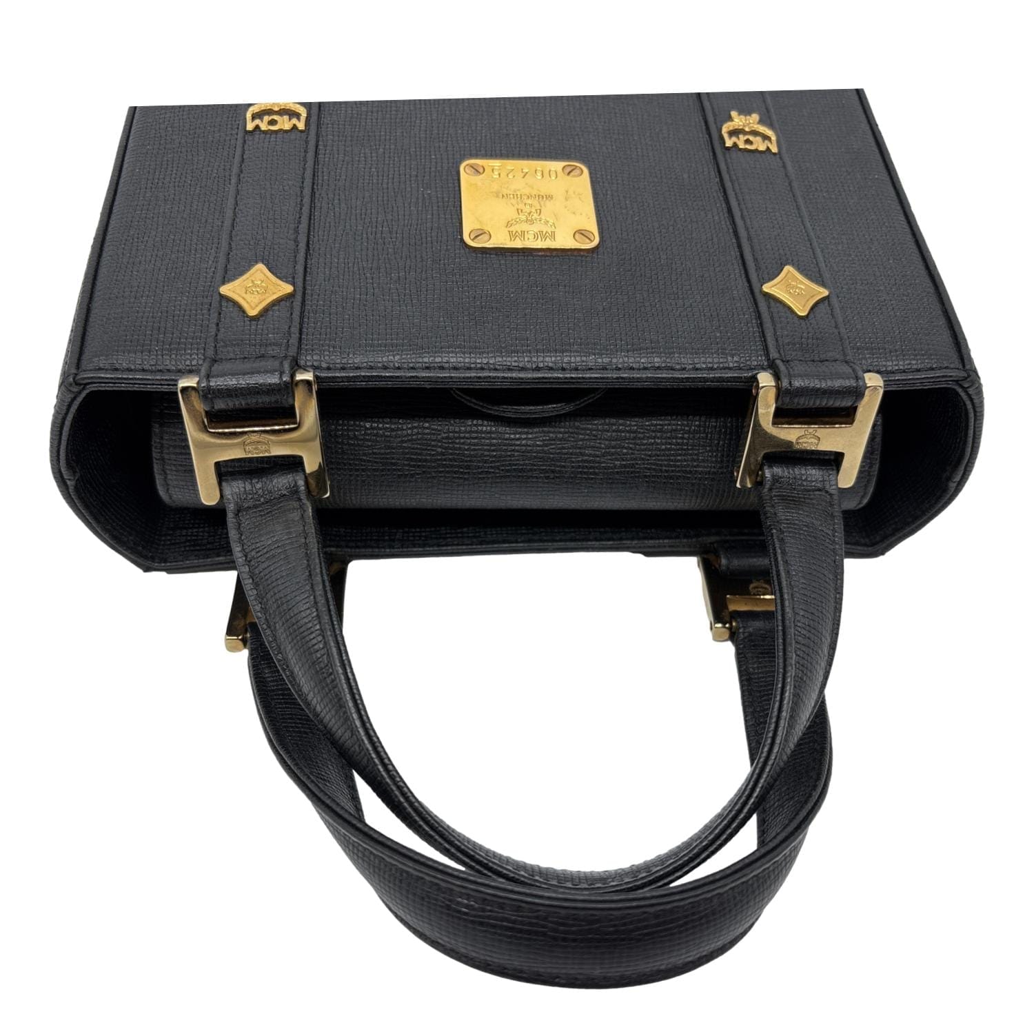 MCM Studded Saffiano Leather Tote Bag Black