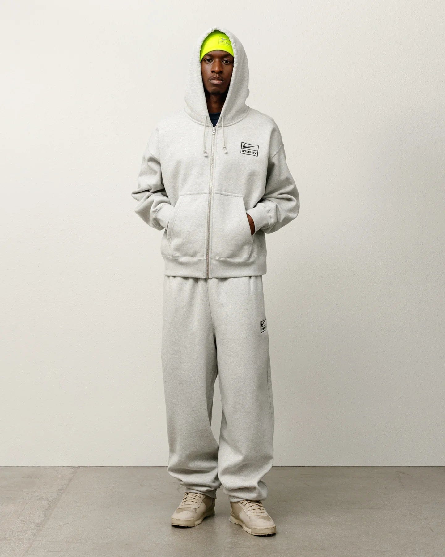 Nike x Stussy Stussy x Nike Stone Washed Fleece Zip Hoodie - Grey Heather (FW25)
