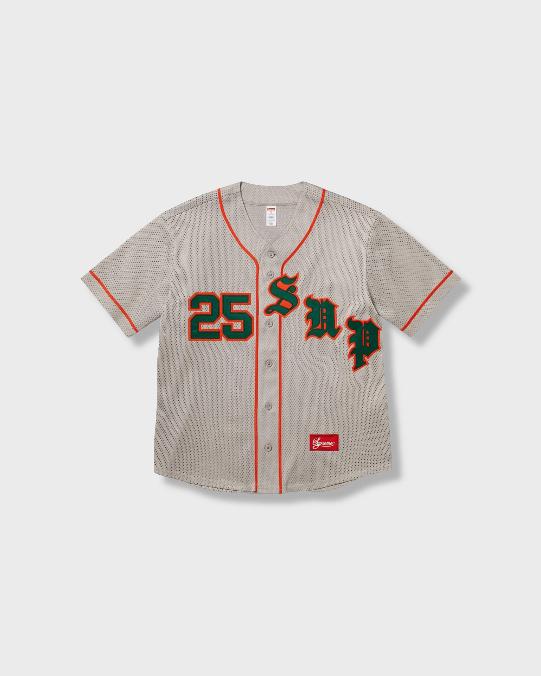 Supreme Old English Baseball Jersey Grey