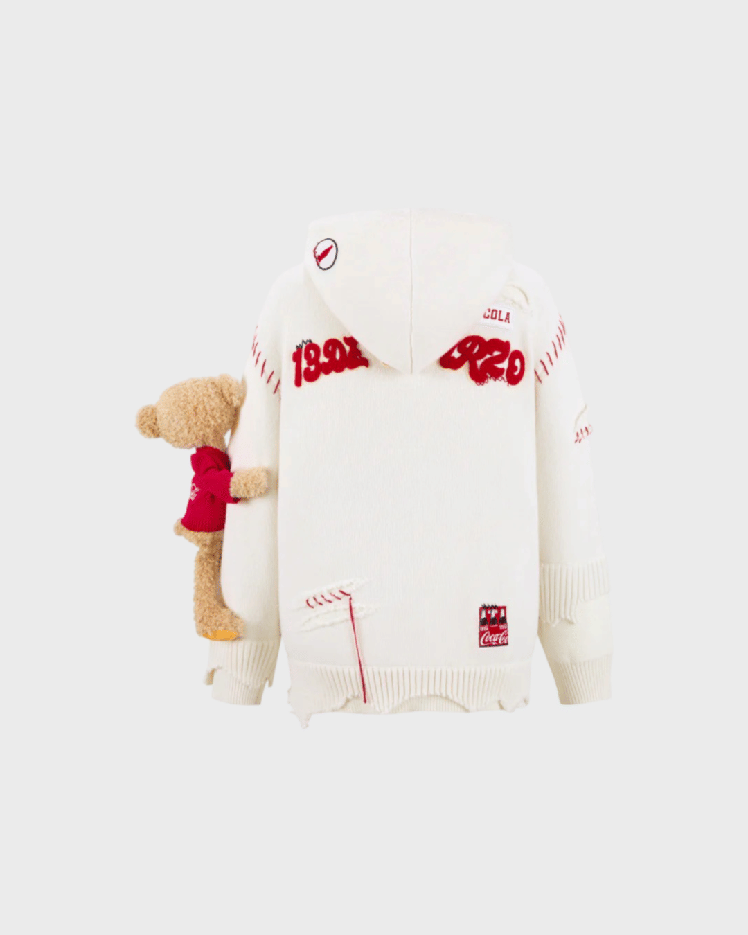 Coca-Cola 13De Marzo X Coca-Cola Bear Destroyed Knit Hoodie White