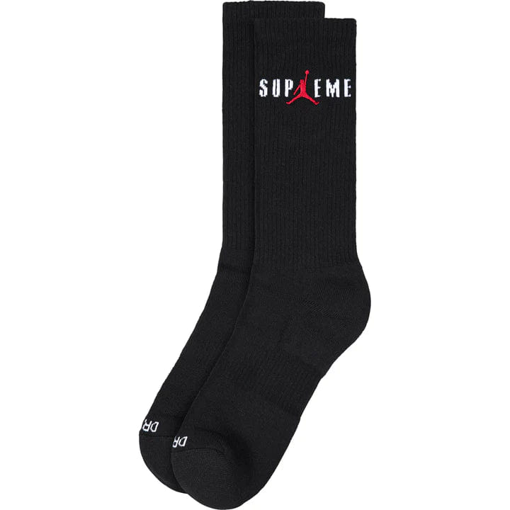 Supreme x Jordan Crew Socks Black 2 Pieces Pack