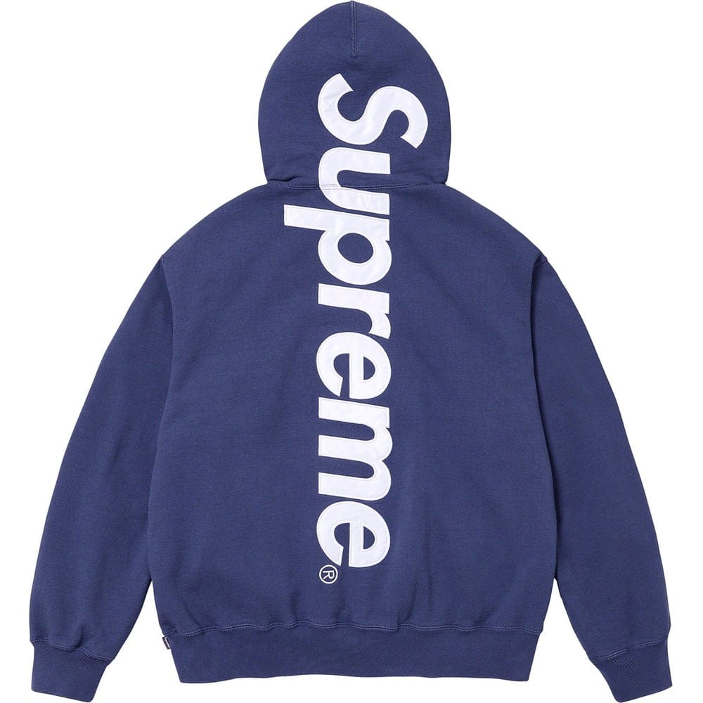 Supreme Satin APPLIQUÉ HOODED SWEATSHIRT “WASHED NAVY"