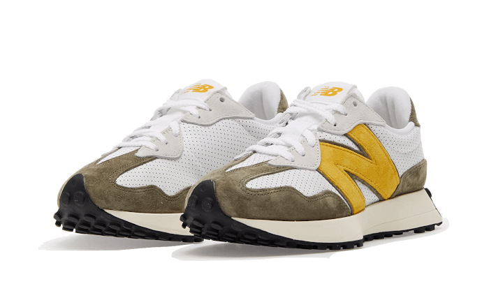 New Balance 327 White Yellow Olive