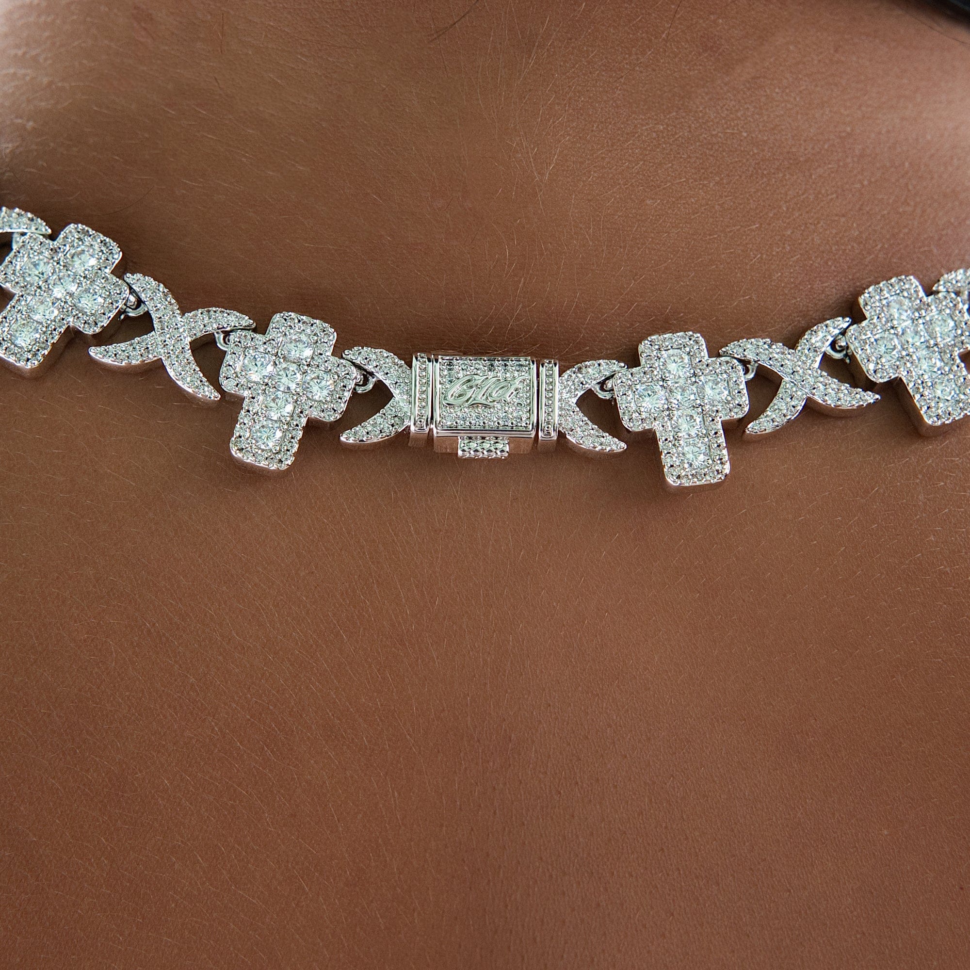 GLD Women Diamond Multi Cross Necklace in White Gold