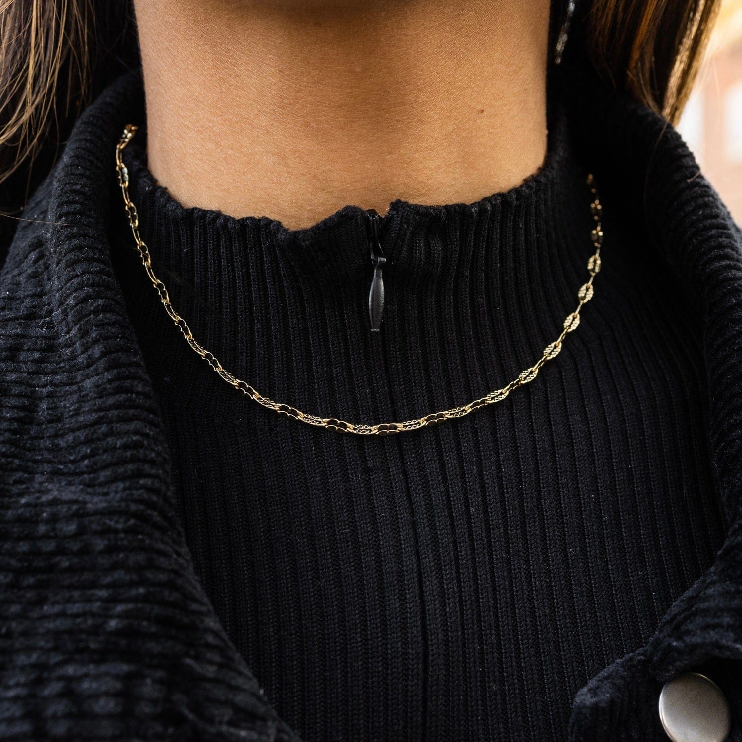 GLD PROMO - WOMEN Micro Coffee Bean Link Necklace