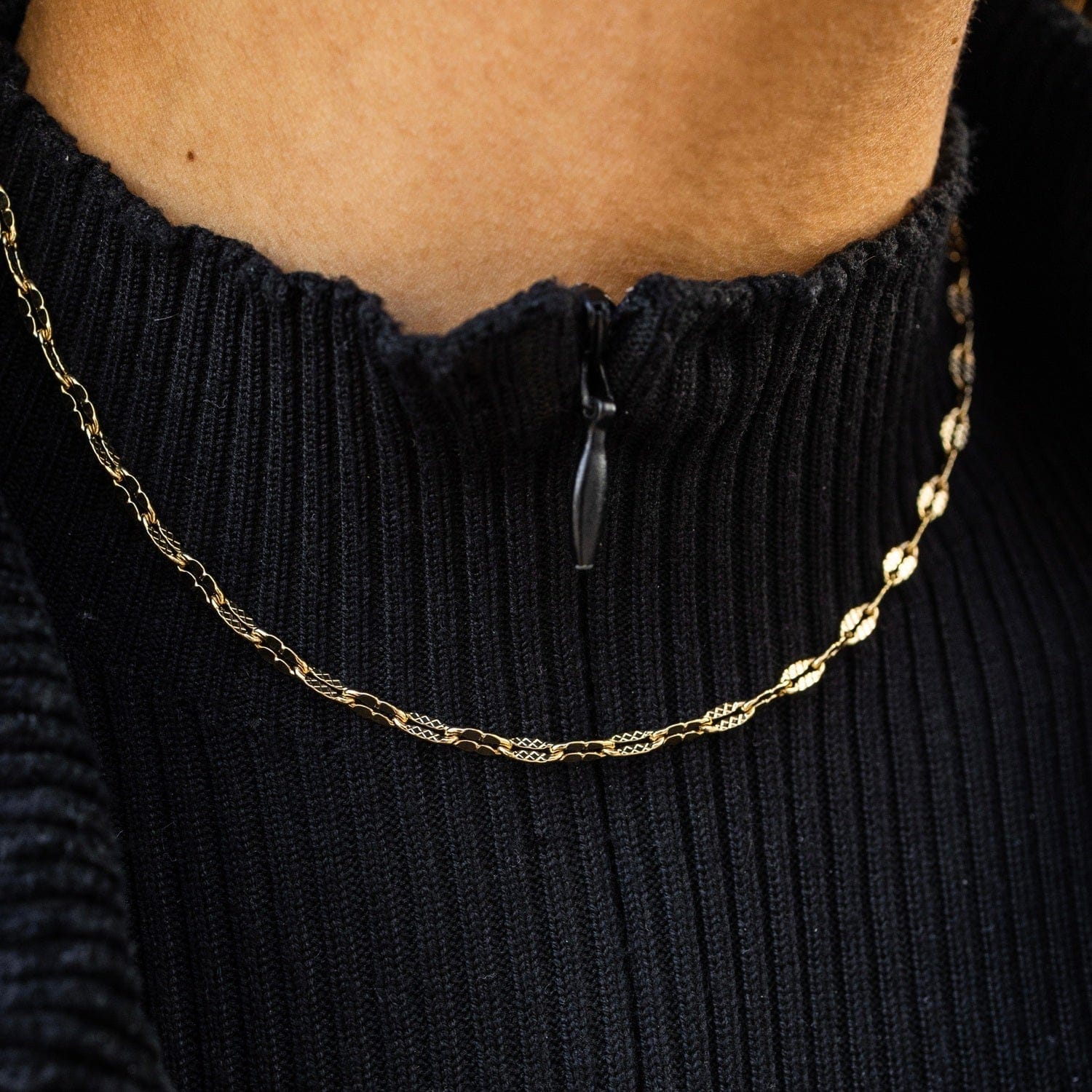 GLD PROMO - WOMEN Micro Coffee Bean Link Necklace