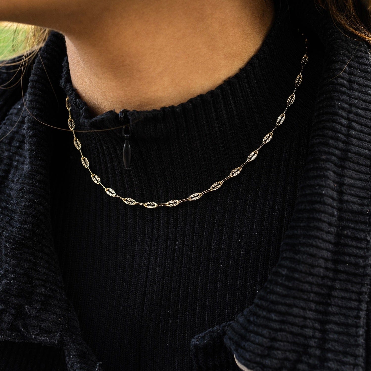 GLD PROMO - WOMEN Micro Coffee Bean Link Necklace