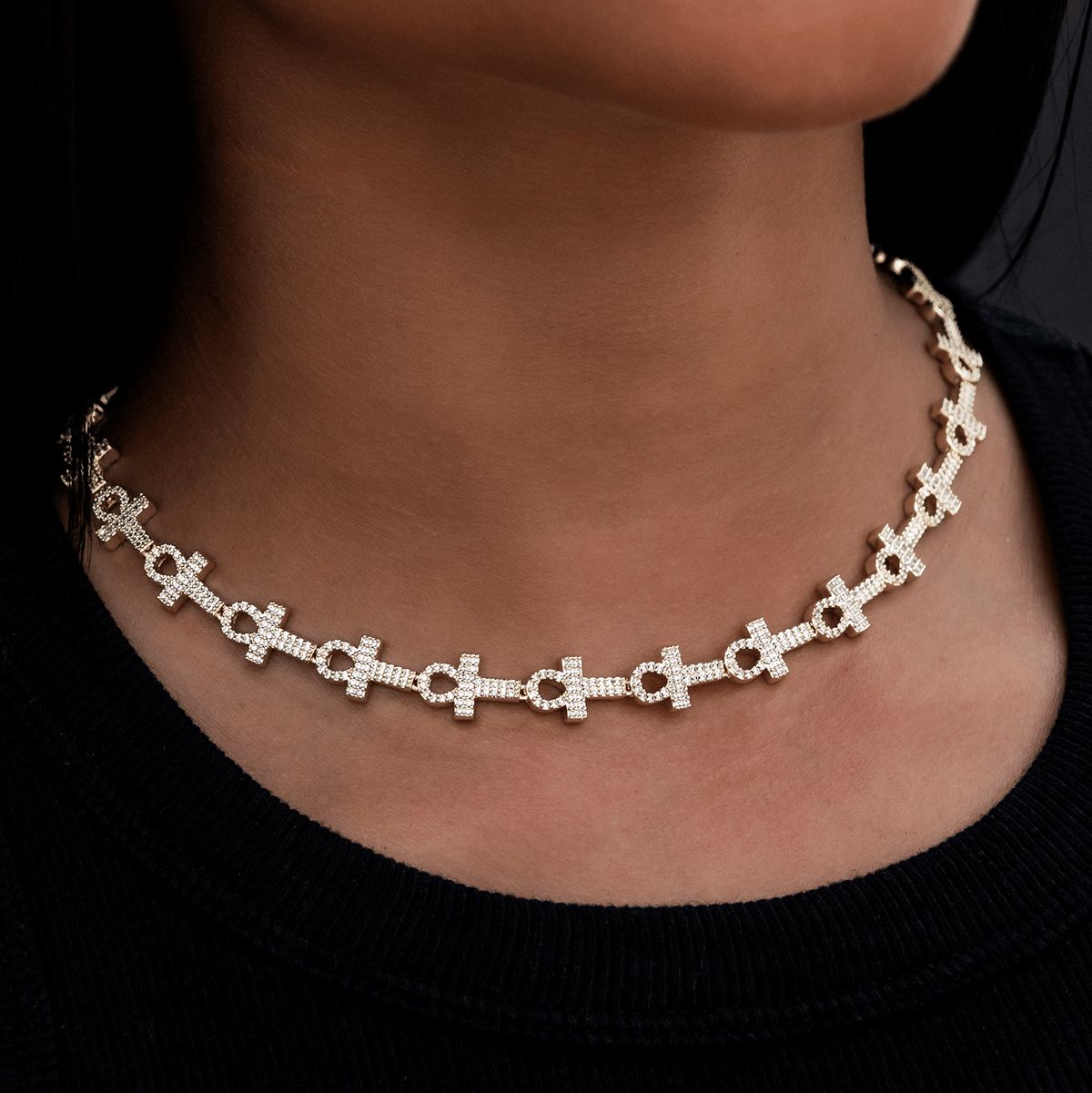 GLD PROMO - WOMEN Diamond Ankh Cross Necklace
