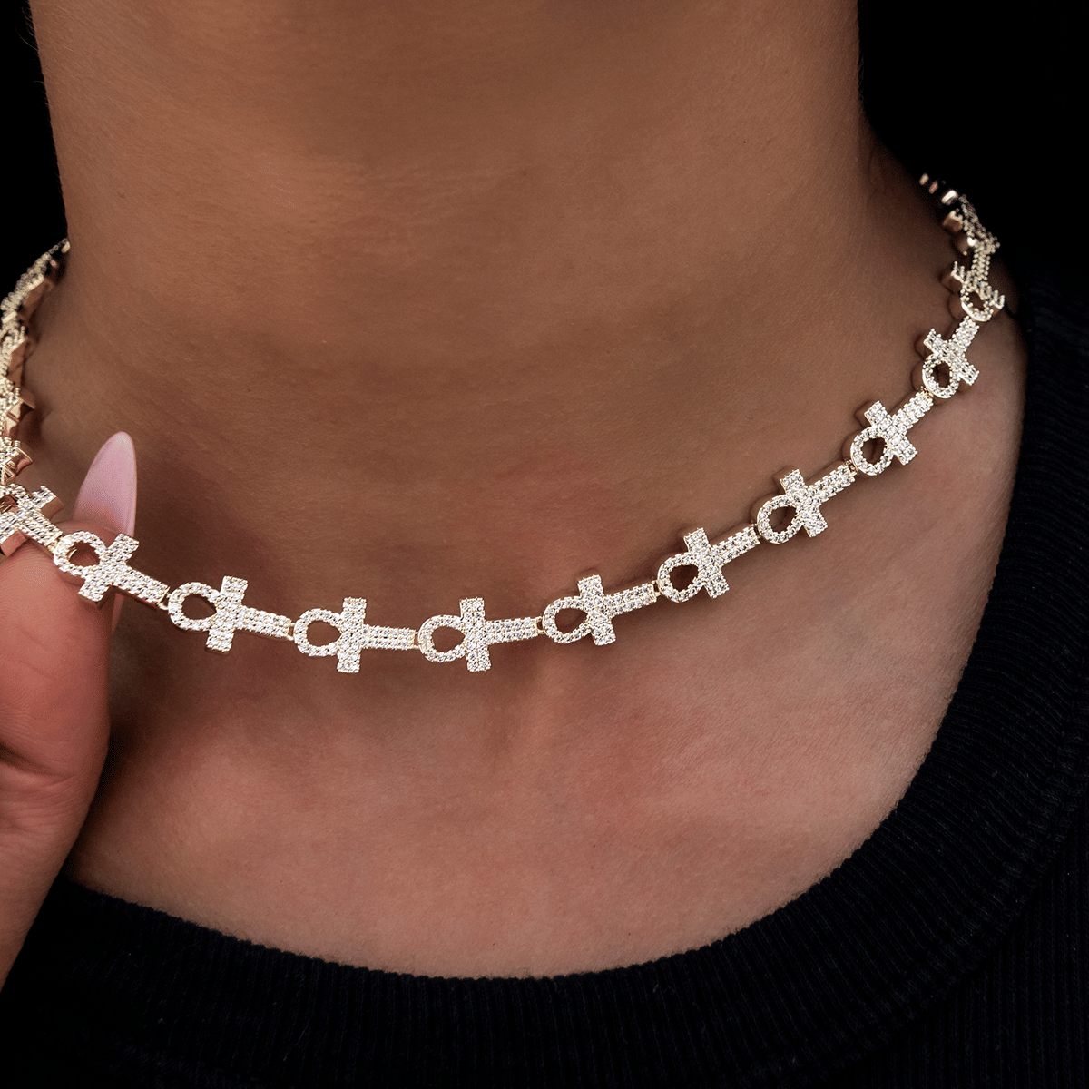 GLD PROMO - WOMEN Diamond Ankh Cross Necklace