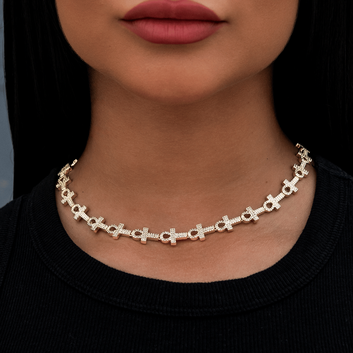 GLD PROMO - WOMEN Diamond Ankh Cross Necklace