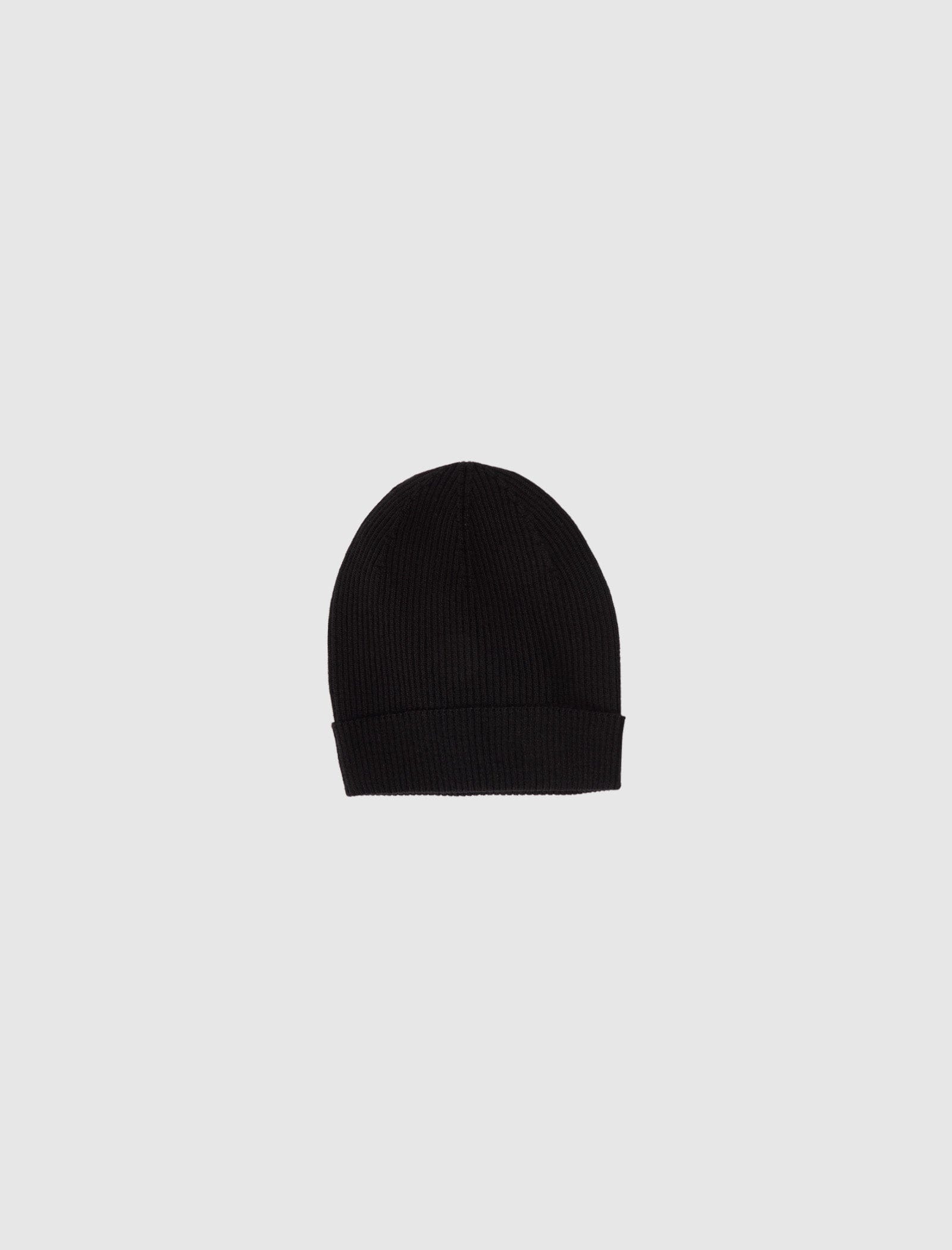 RICK OWENS MAINLINE RIBBED BEANIE "BLACK"