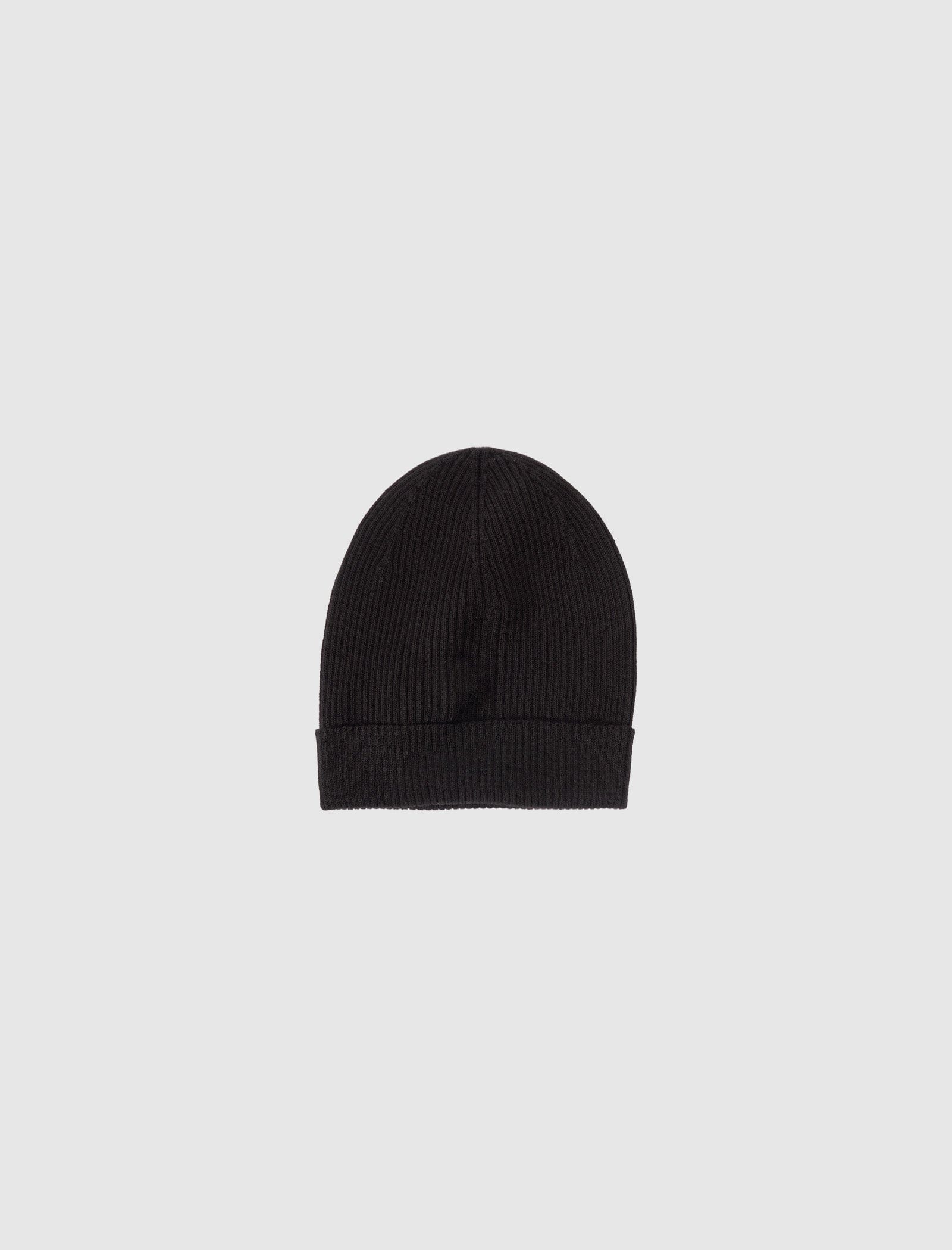 RICK OWENS MAINLINE RIBBED BEANIE "BLACK"