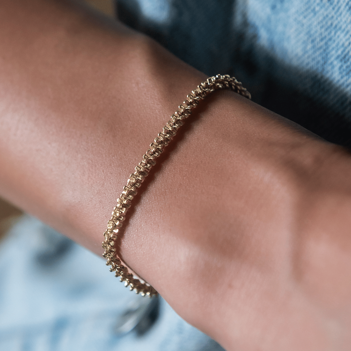 GLD PROMO - WOMEN Popcorn Bracelet in Yellow Gold- 4mm