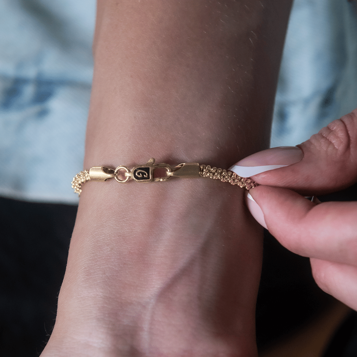 GLD PROMO - WOMEN Popcorn Bracelet in Yellow Gold- 4mm