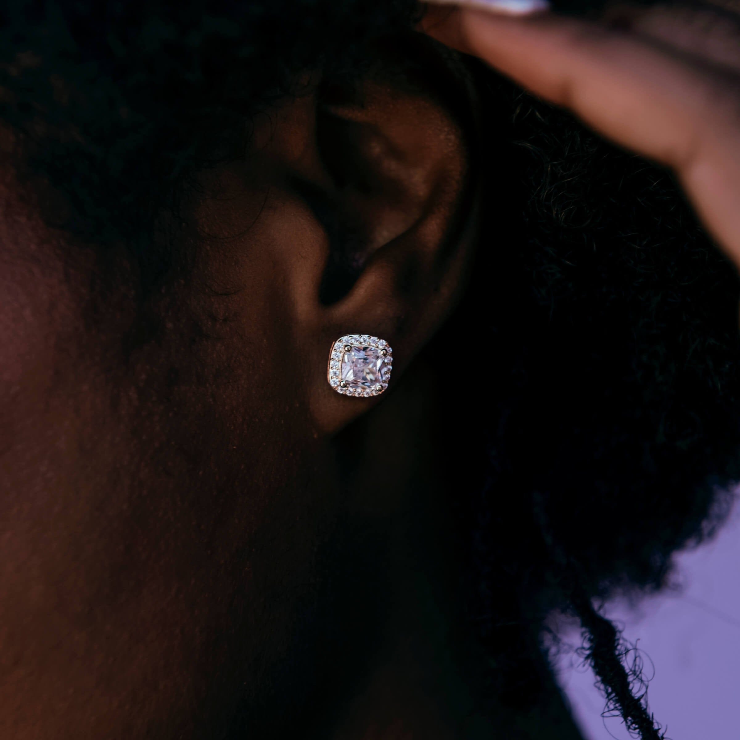 GLD Women Cushion Cut Earrings in Rose Gold