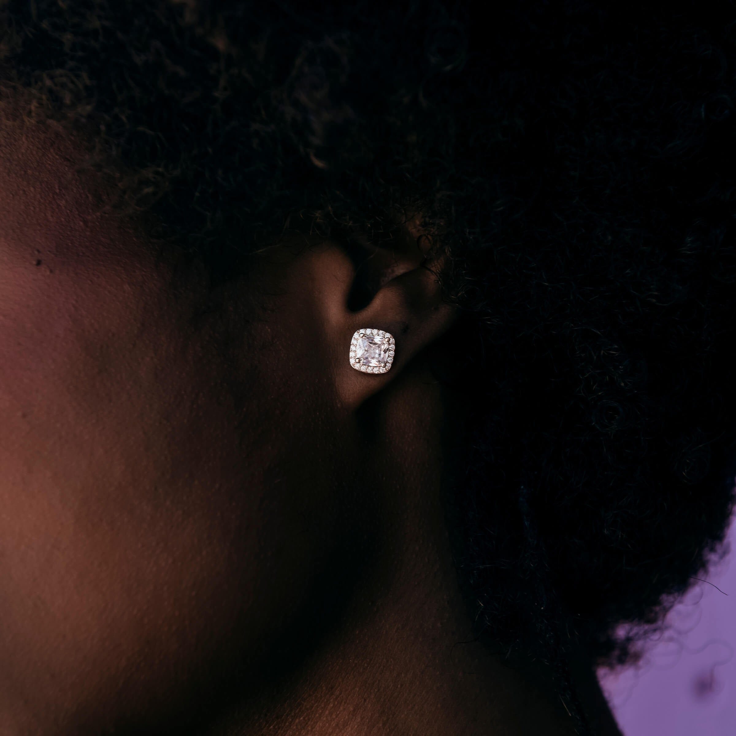 GLD Women Cushion Cut Earrings in Rose Gold