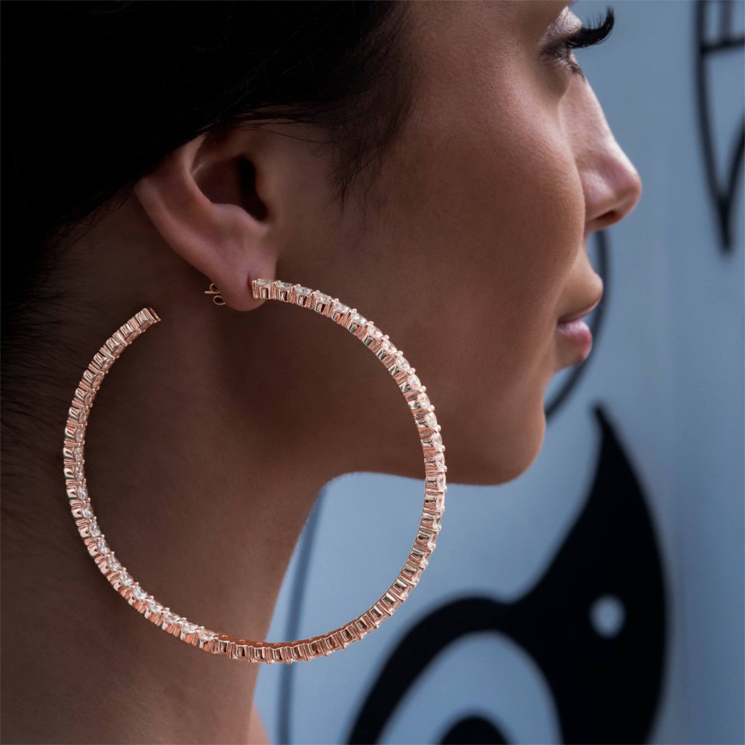 GLD Women Eternity Hoop Earrings in Rose Gold- 4mm