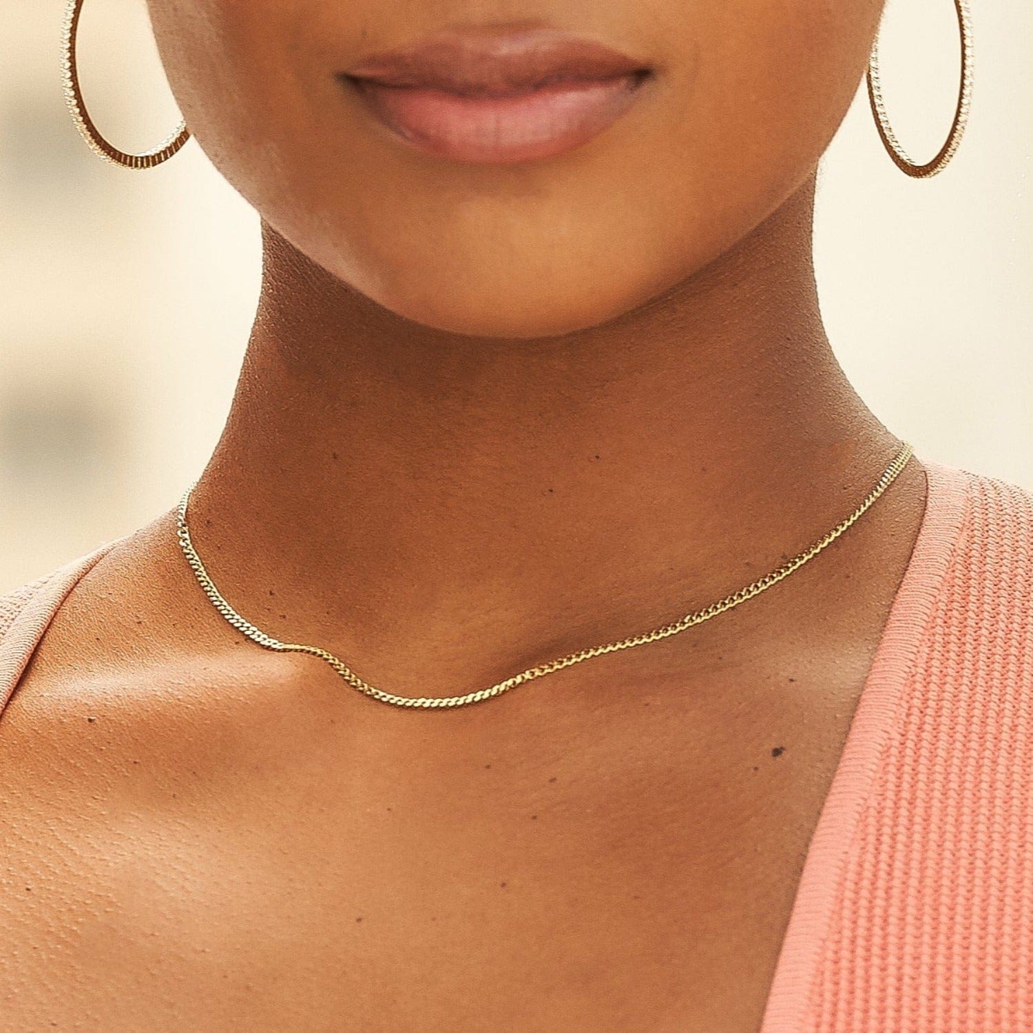 GLD Women 2MM Micro Cuban Necklace in Yellow Gold