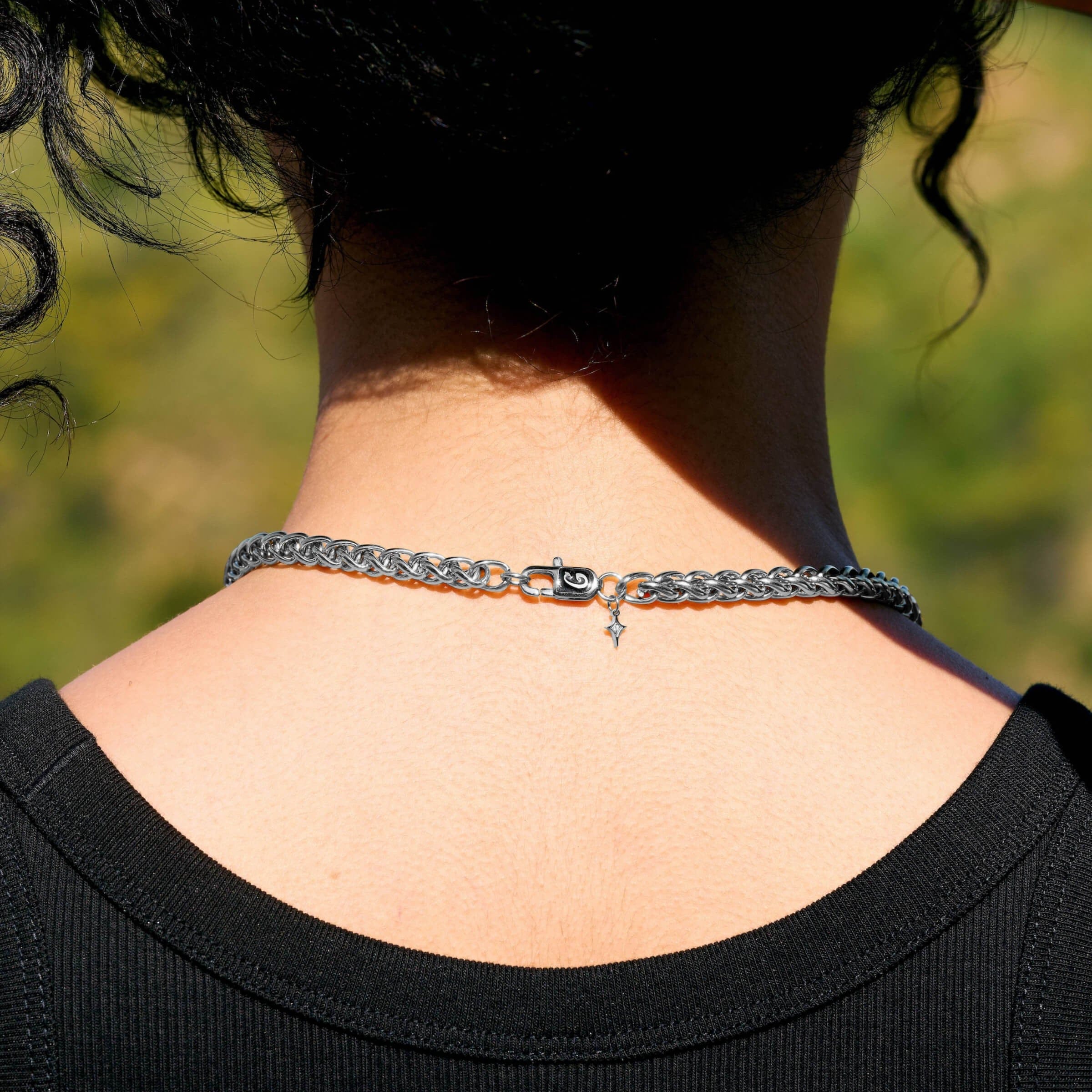GLD Women Palm Chain Necklace in White Gold- 6mm
