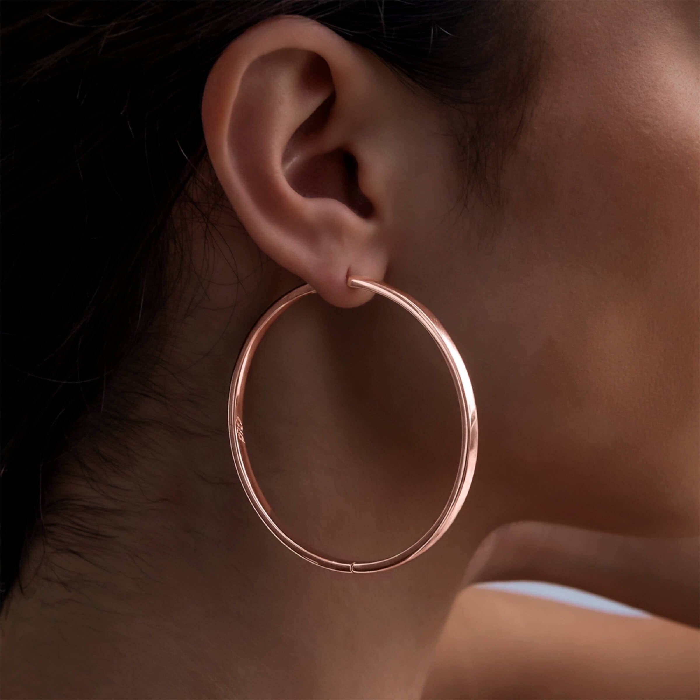GLD Women Polished Round Hoop Earrings in Rose Gold