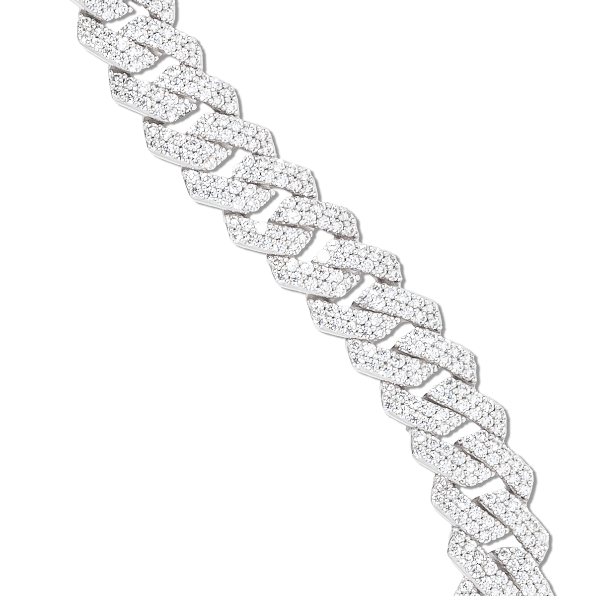 GLD PROMO - WOMEN Diamond Prong Link Necklace in White Gold - 12mm