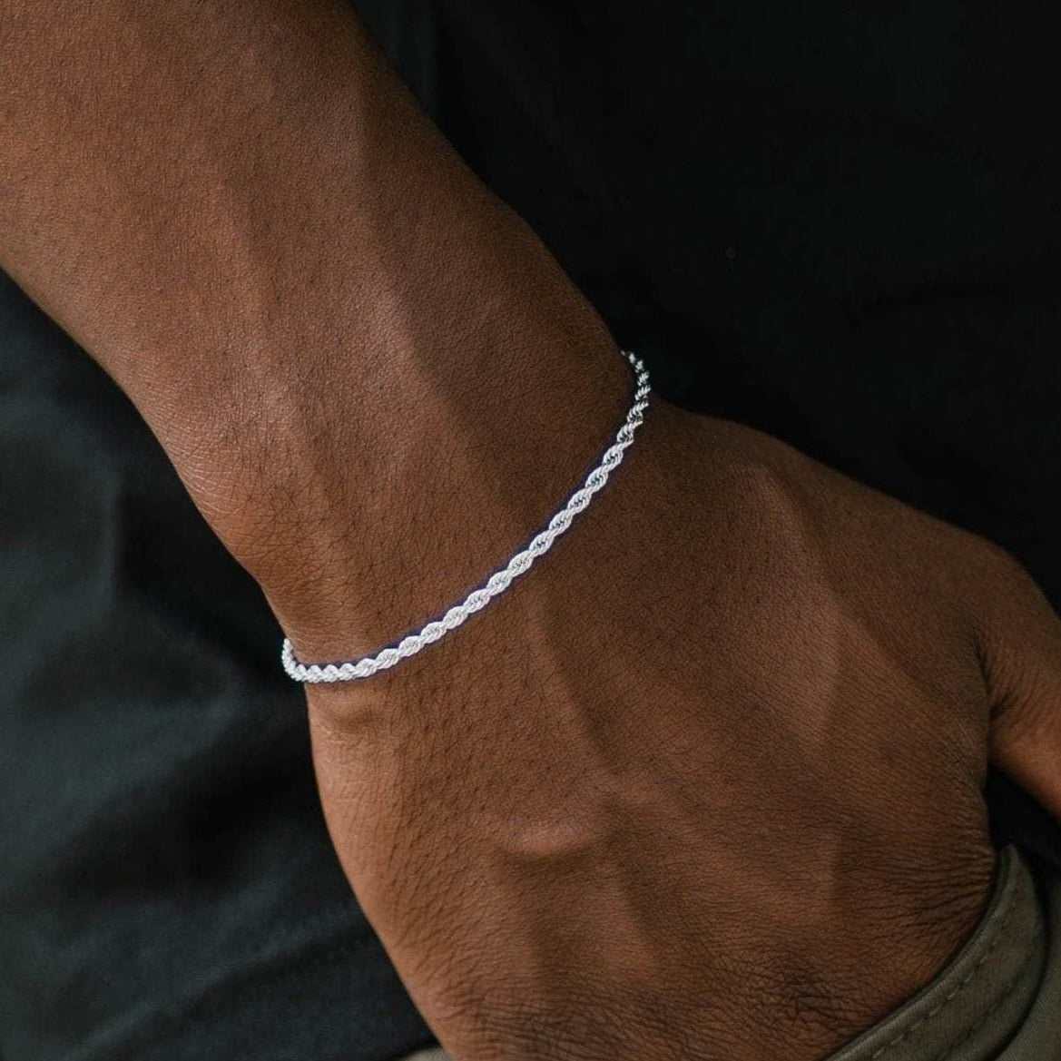 GLD PROMO Rope Bracelet in White Gold (Adjustable)- 2mm