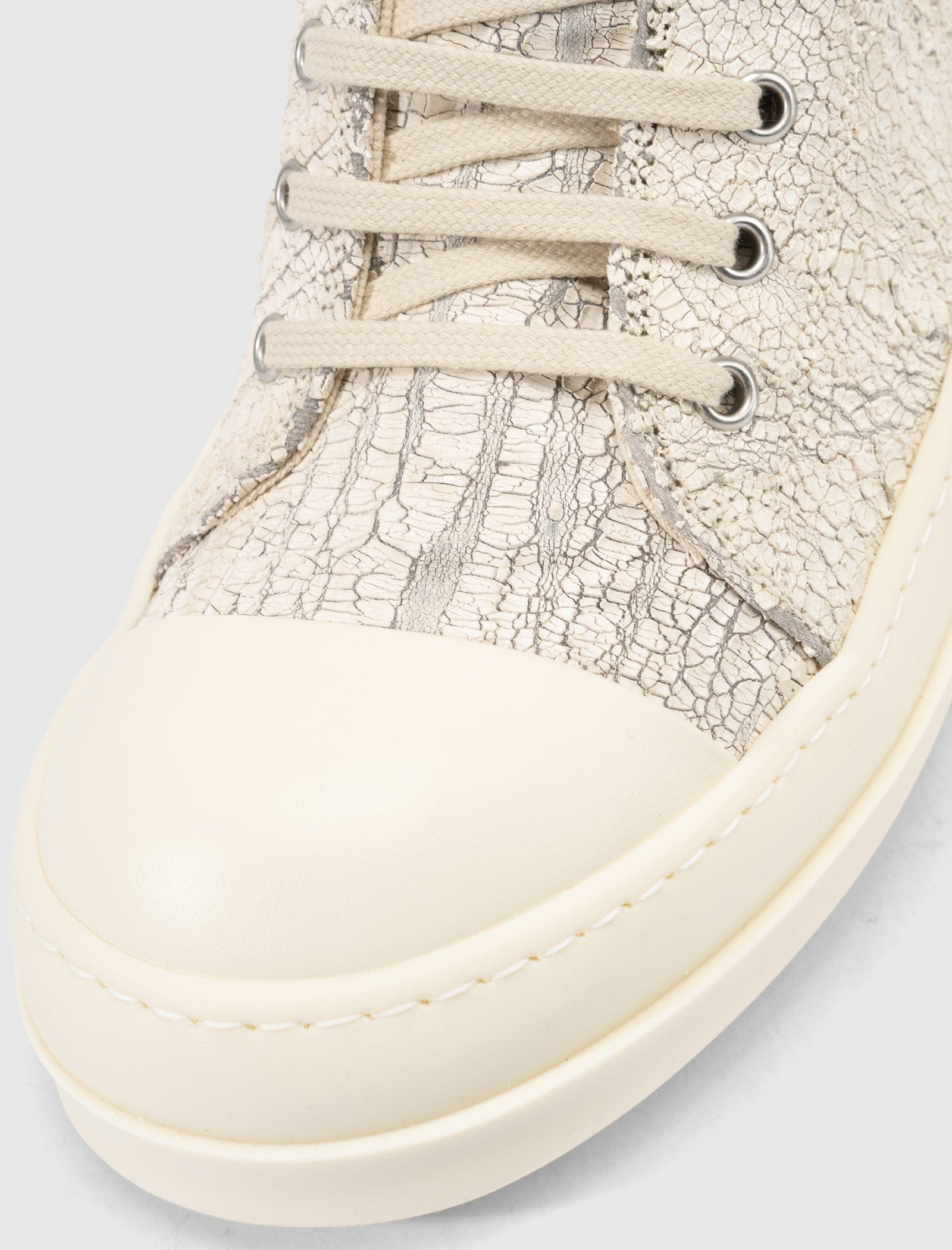 RICK OWENS DRK SHDW MEGACRUST STRETCH DENIM LOW SNEAKERS "BLACK/MILK"