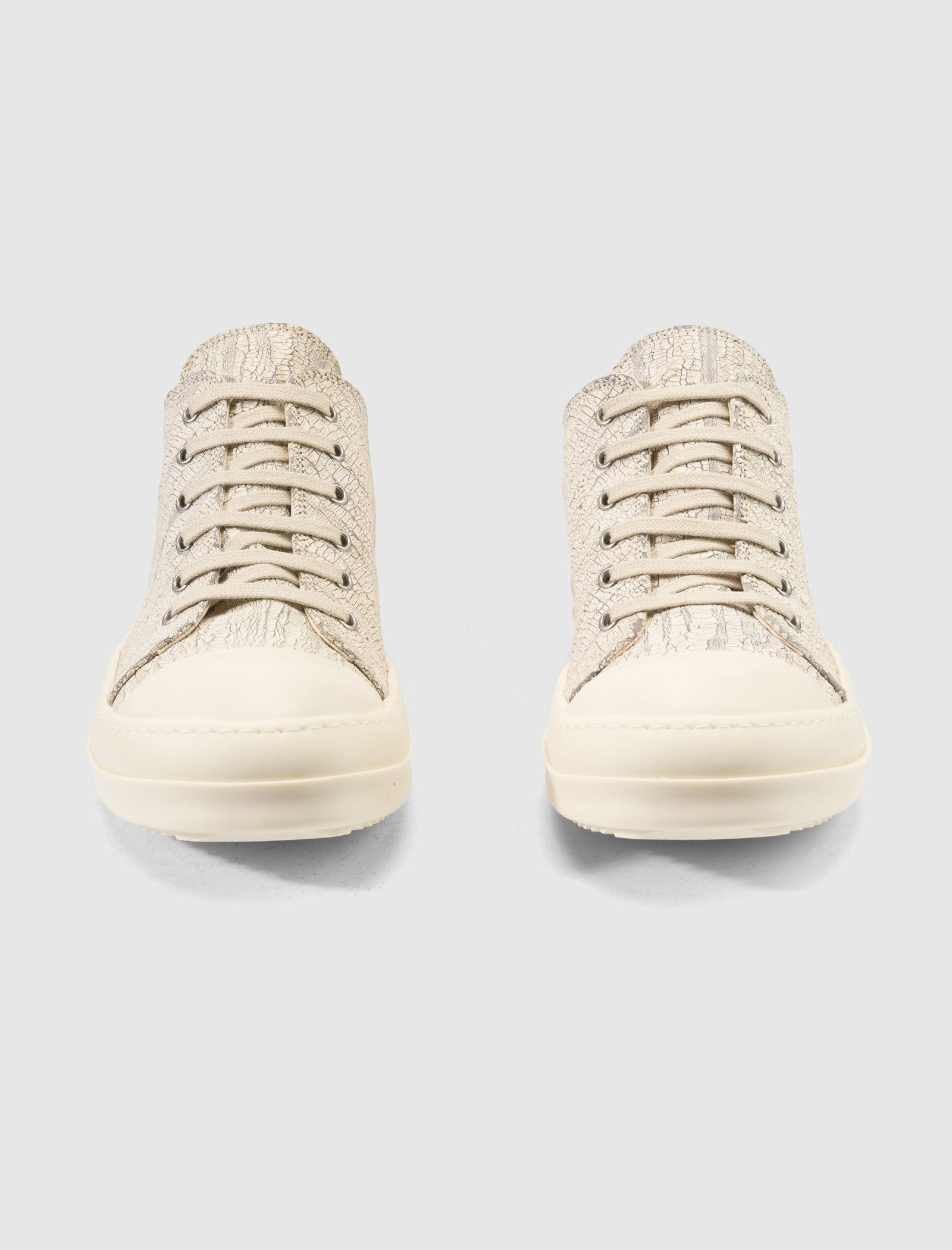 RICK OWENS DRK SHDW MEGACRUST STRETCH DENIM LOW SNEAKERS "BLACK/MILK"