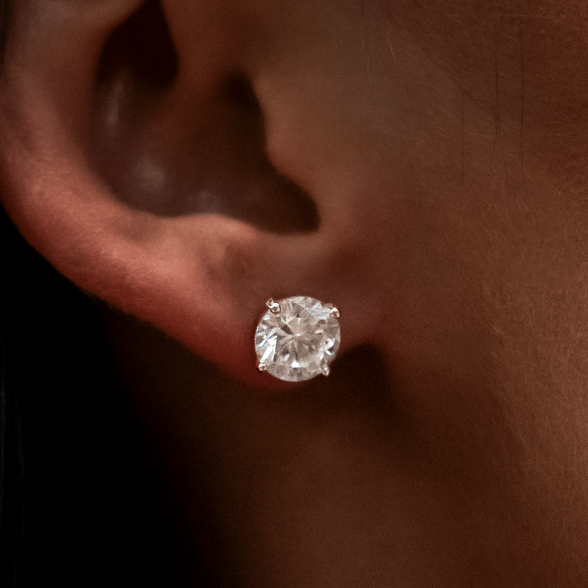 GLD Women 8mm Round Cut Diamond Stud Earrings in Yellow Gold