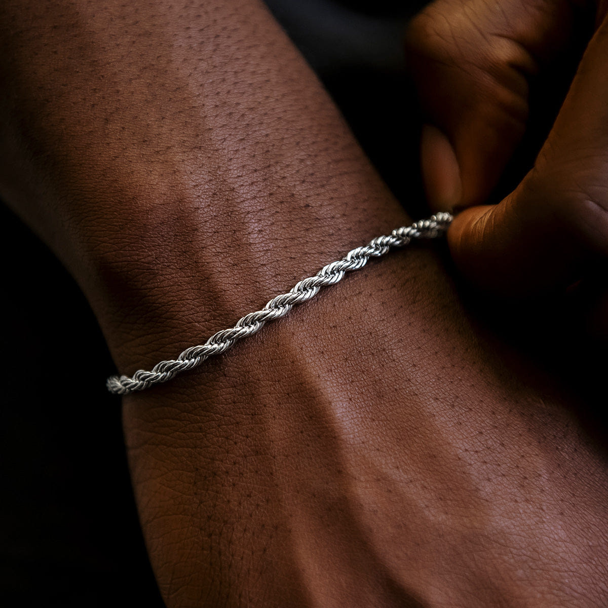GLD Men Rope Bracelet in White Gold- 4mm