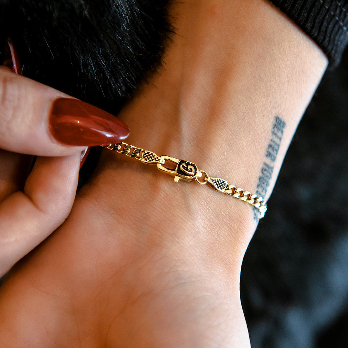 GLD Women Micro Cuban Bracelet in Yellow Gold- 3mm