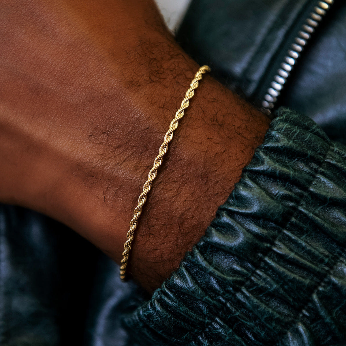 GLD Men Rope Bracelet in Yellow Gold- 2mm