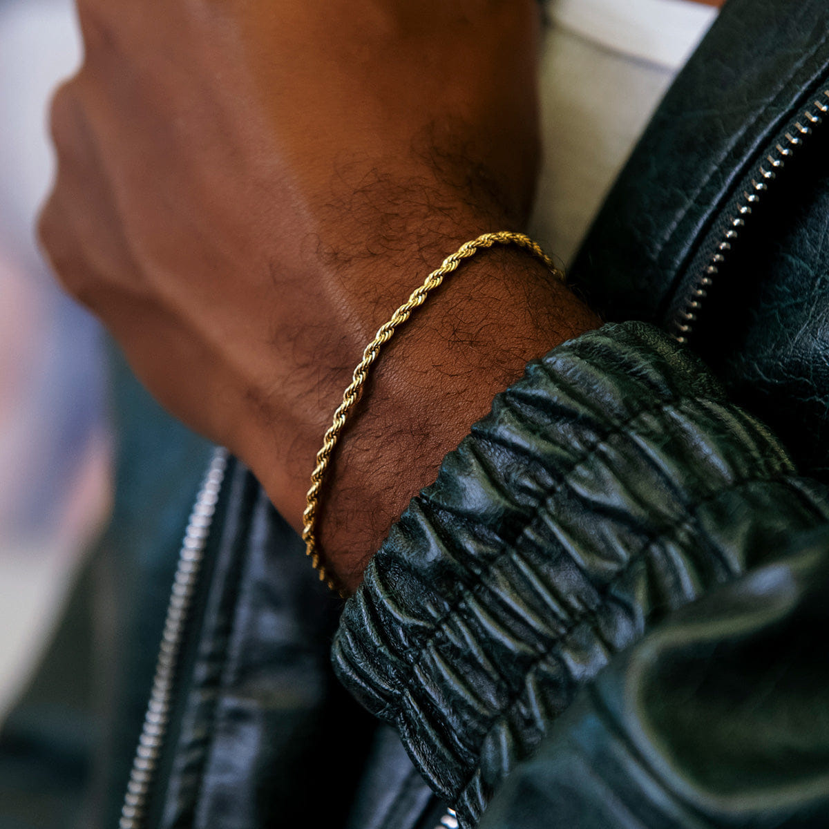 GLD Men Rope Bracelet in Yellow Gold- 2mm