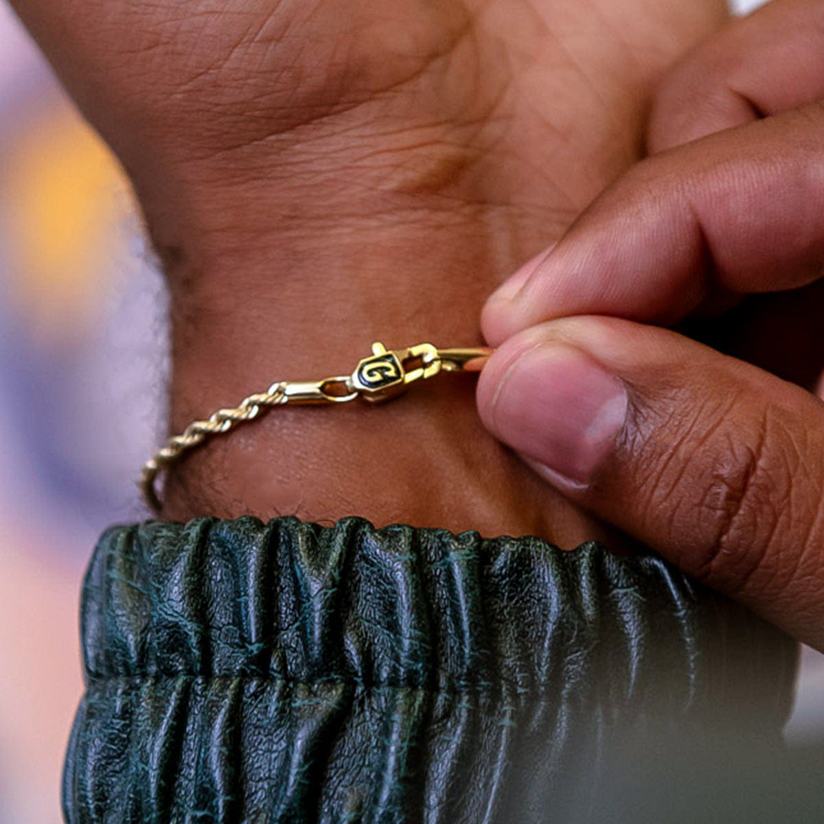 GLD Men Rope Bracelet in Yellow Gold- 2mm