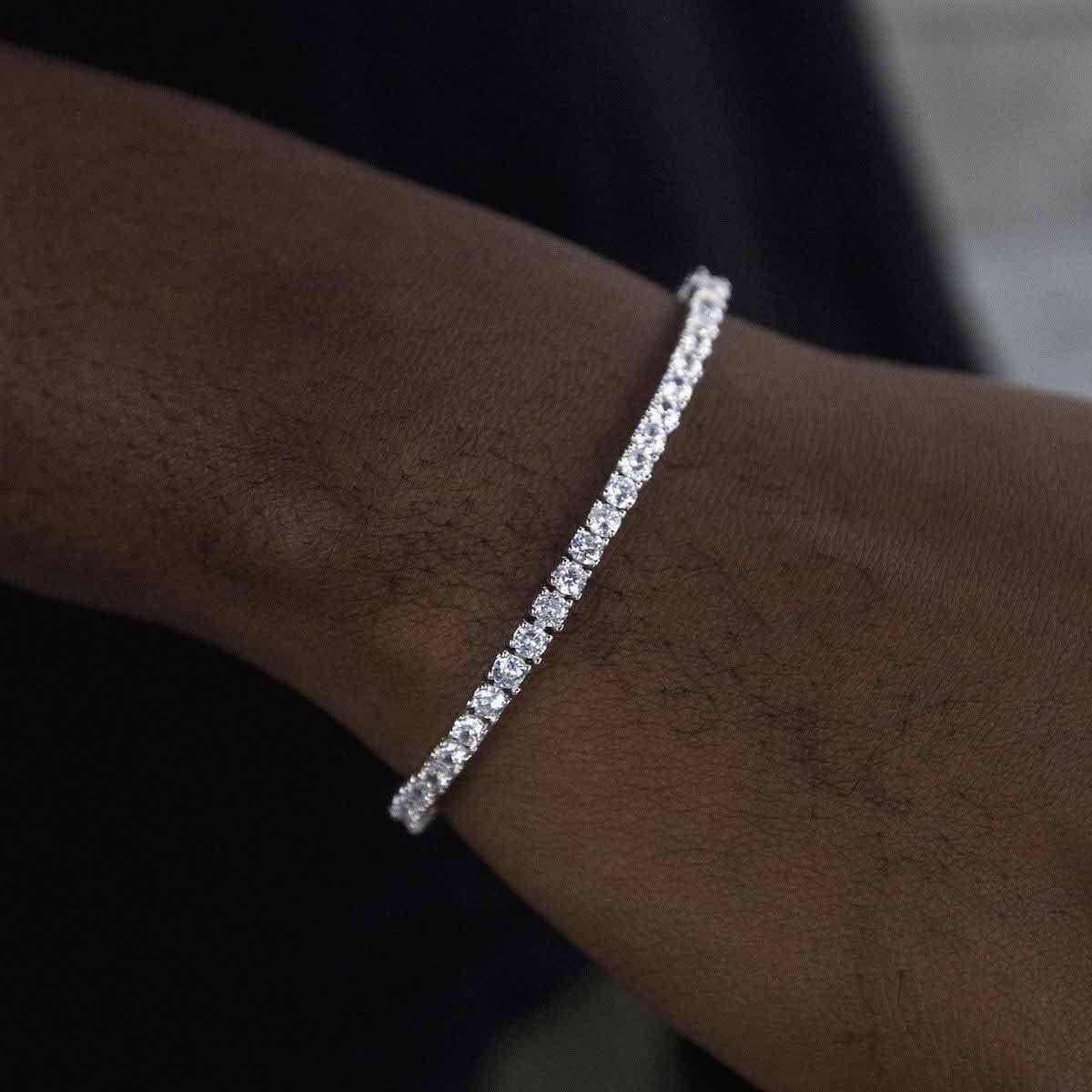 GLD Men Diamond Tennis Bracelet in White Gold - 3mm