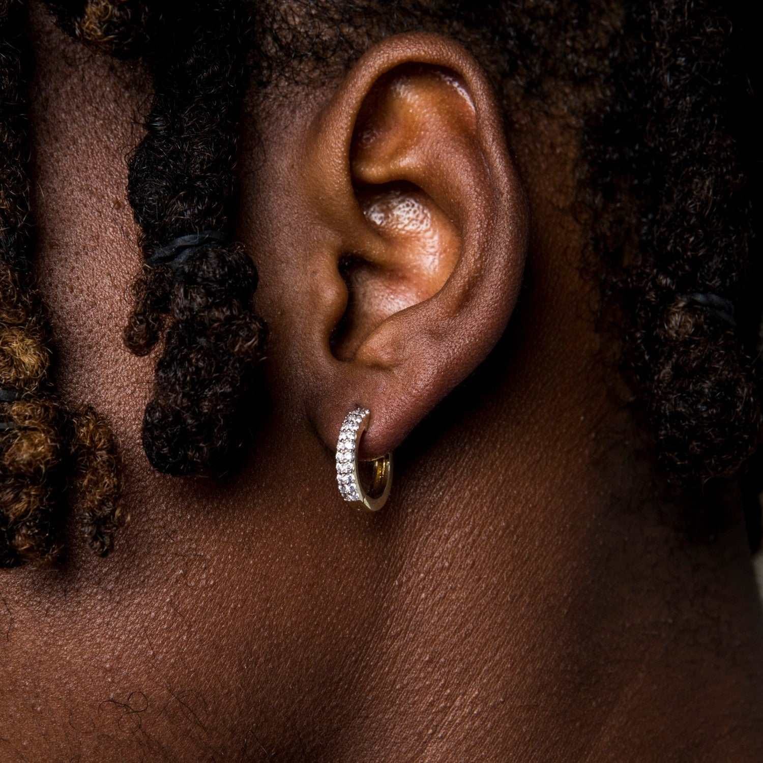 GLD Men Micro Double Row Hoop Earrings in Yellow Gold