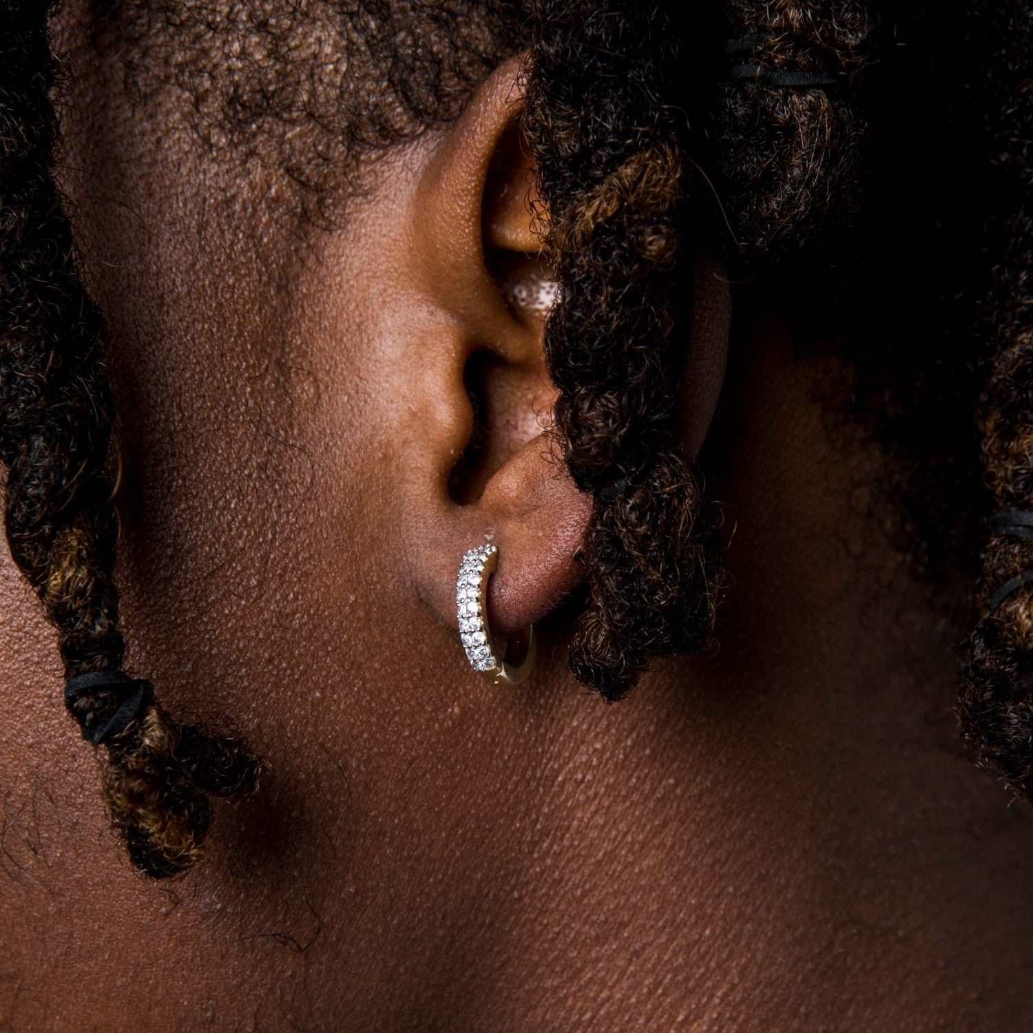 GLD Men Micro Double Row Hoop Earrings in Yellow Gold