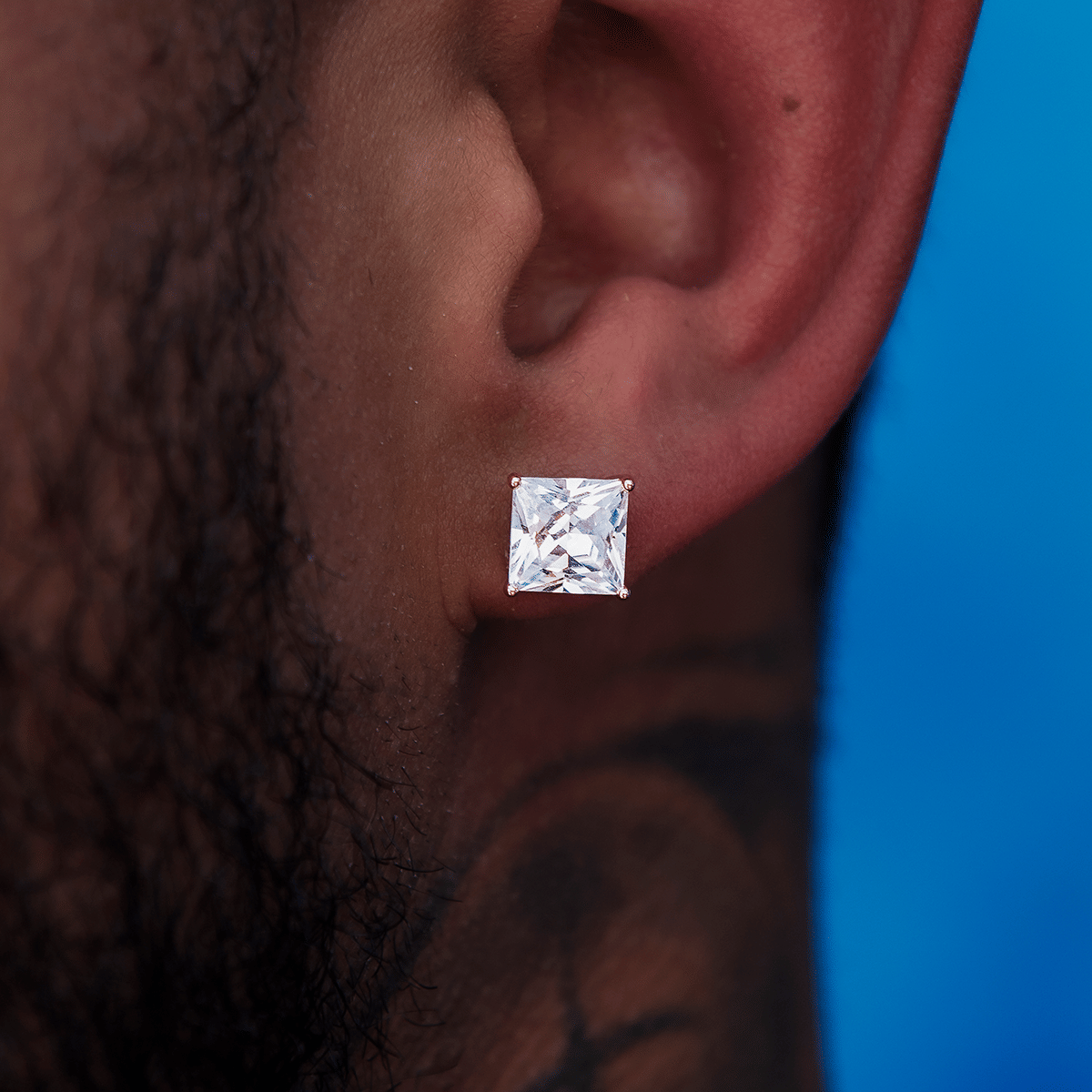 GLD PROMO 7MM Square Cut Diamond Stud Earrings - Rose Gold