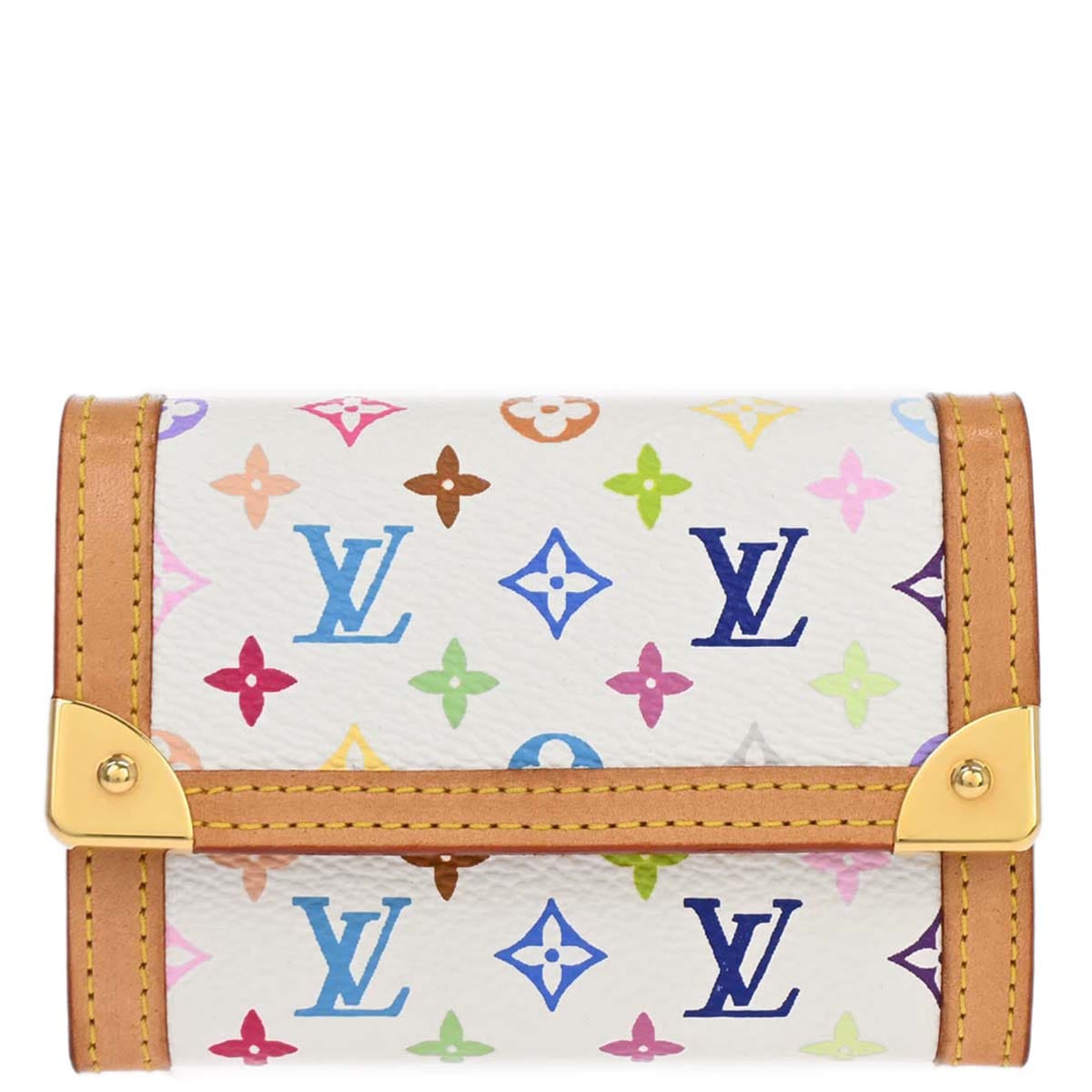 Louis Vuitton White Multicolor Porte Monnaie Plat Wallet M92657