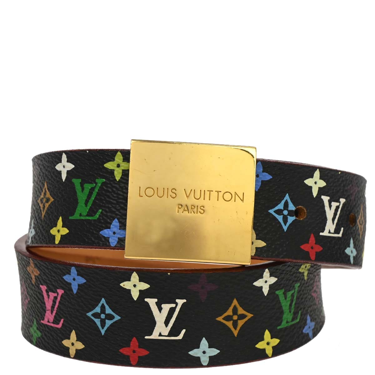 Louis Vuitton Black Multicolor Ceinture Carre Belt #70/28 M9271Y