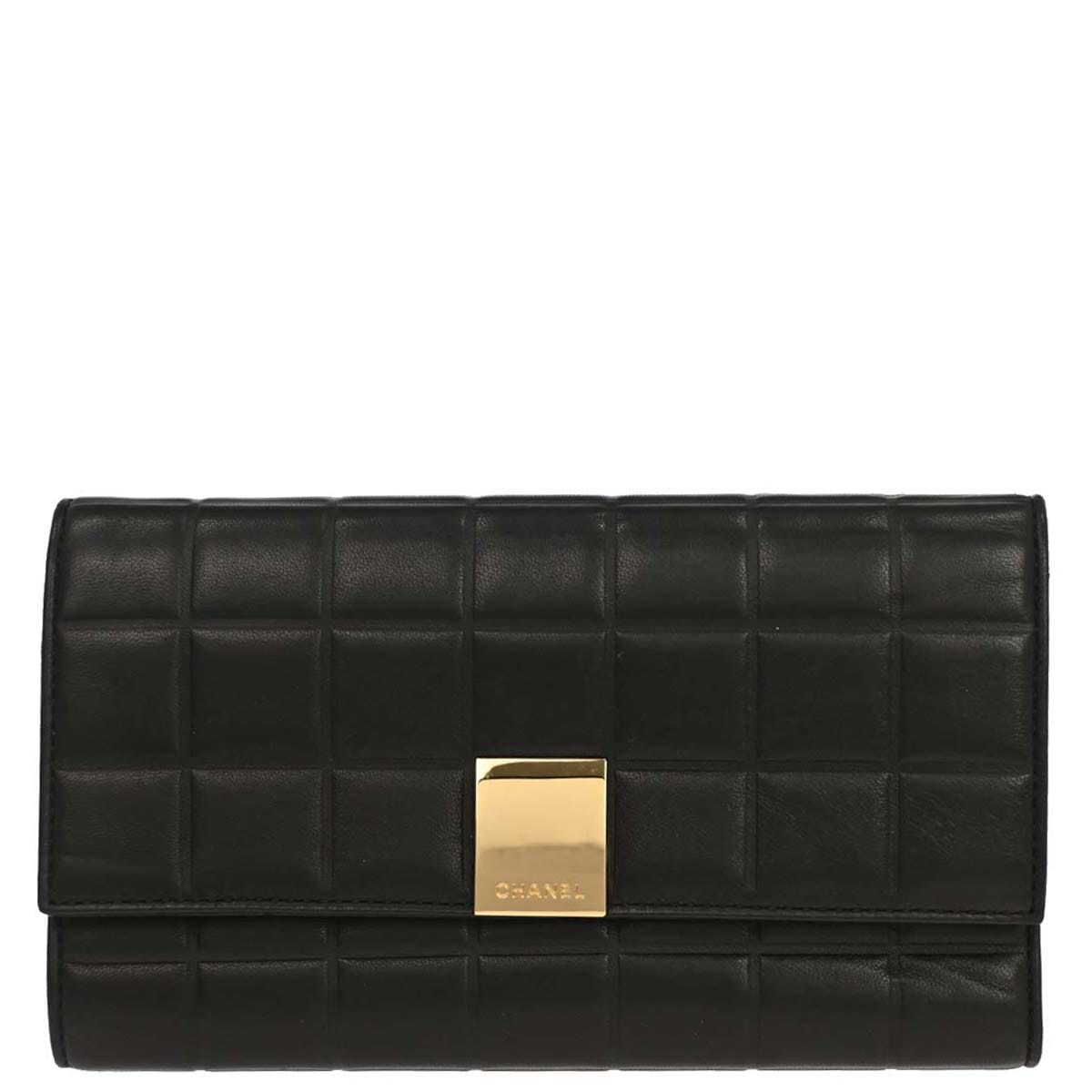 Chanel Black Lambskin Choco Bar Wallet