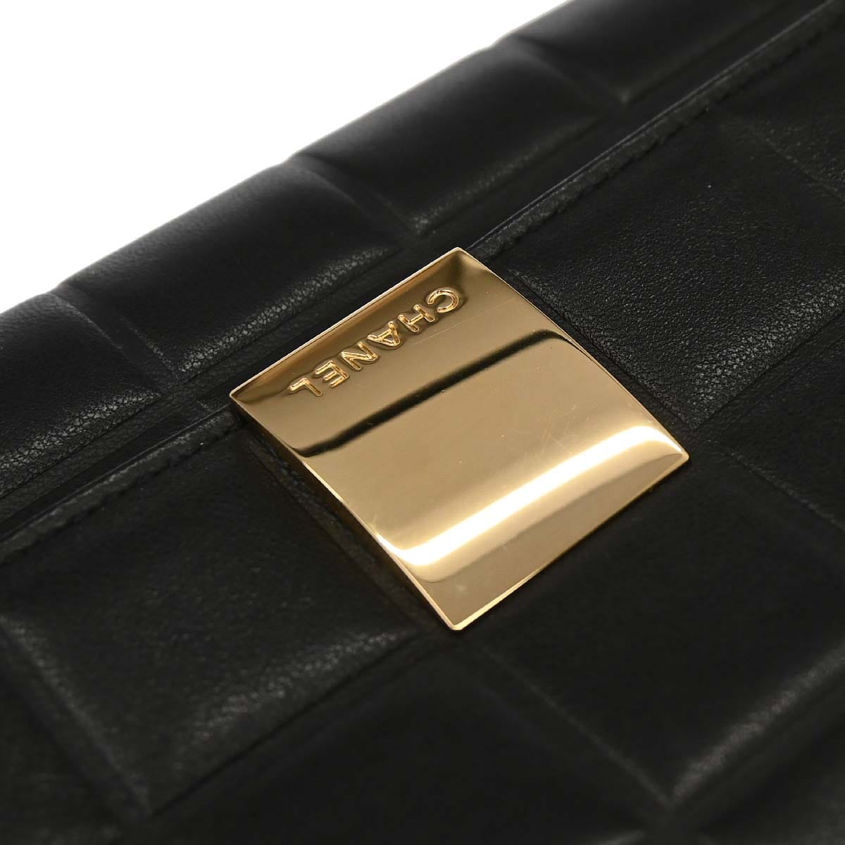 Chanel Black Lambskin Choco Bar Wallet