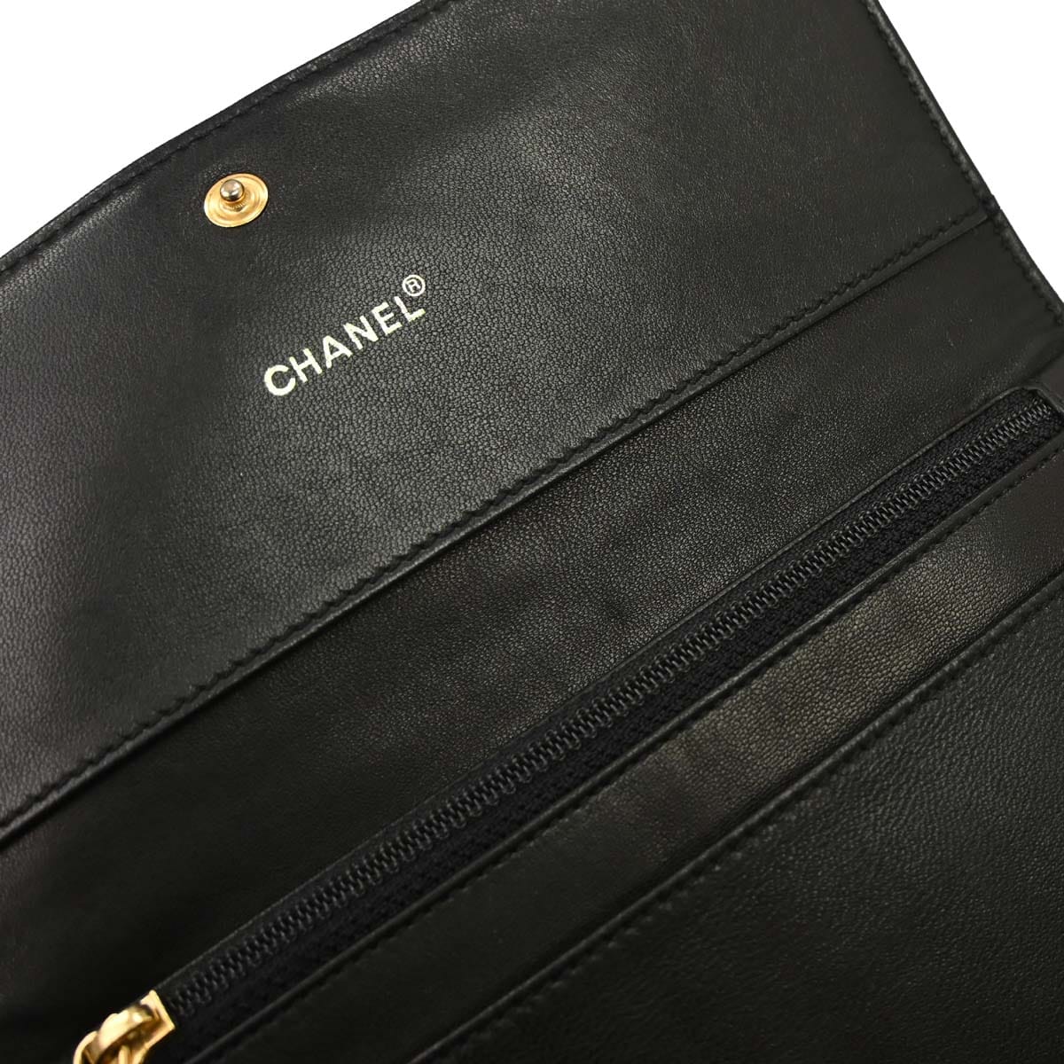 Chanel Black Lambskin Choco Bar Wallet