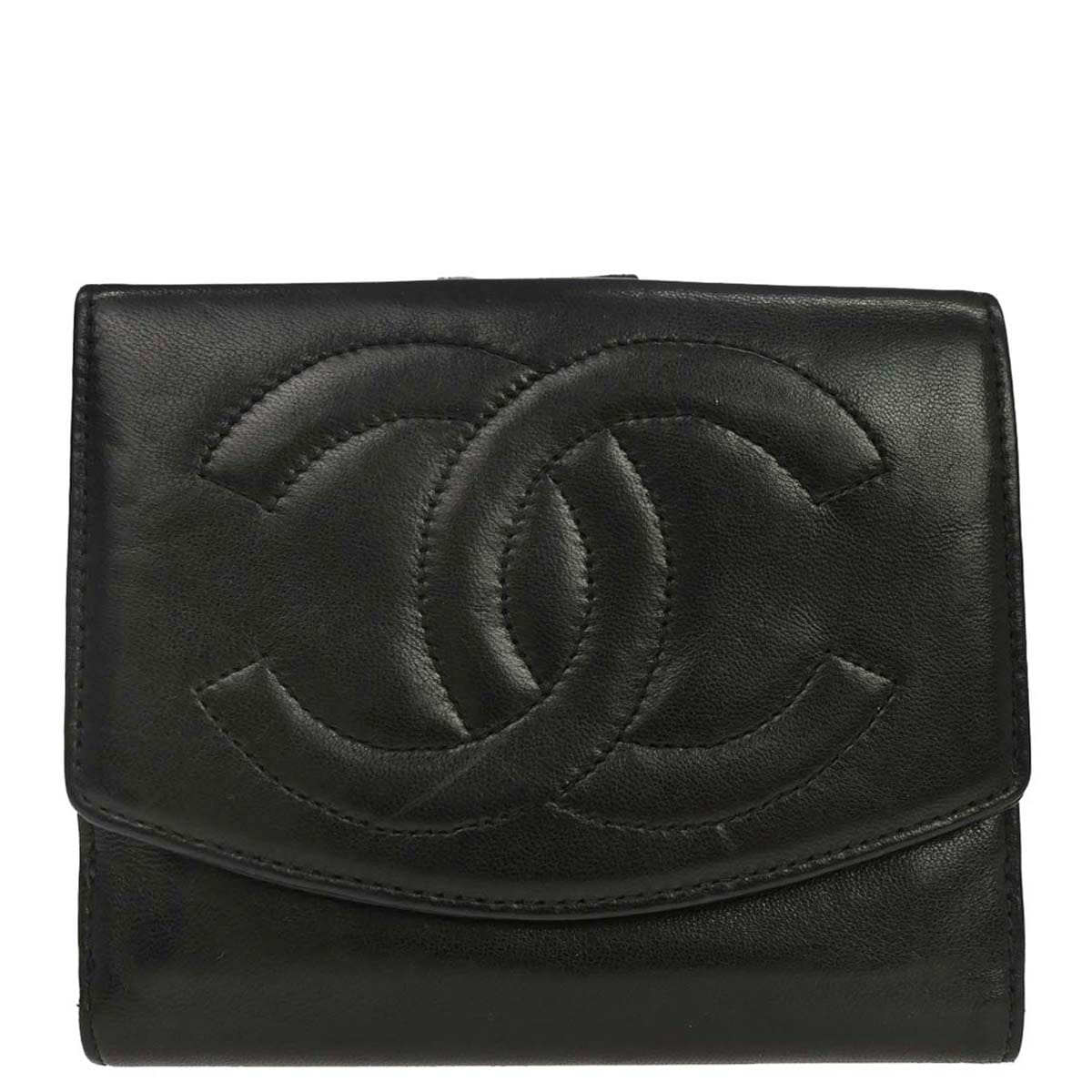 Chanel 1997-1999 Black Lambskin Bifold Wallet