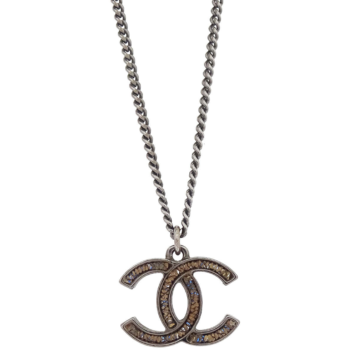 Chanel CC Chain Necklace Silver A15P