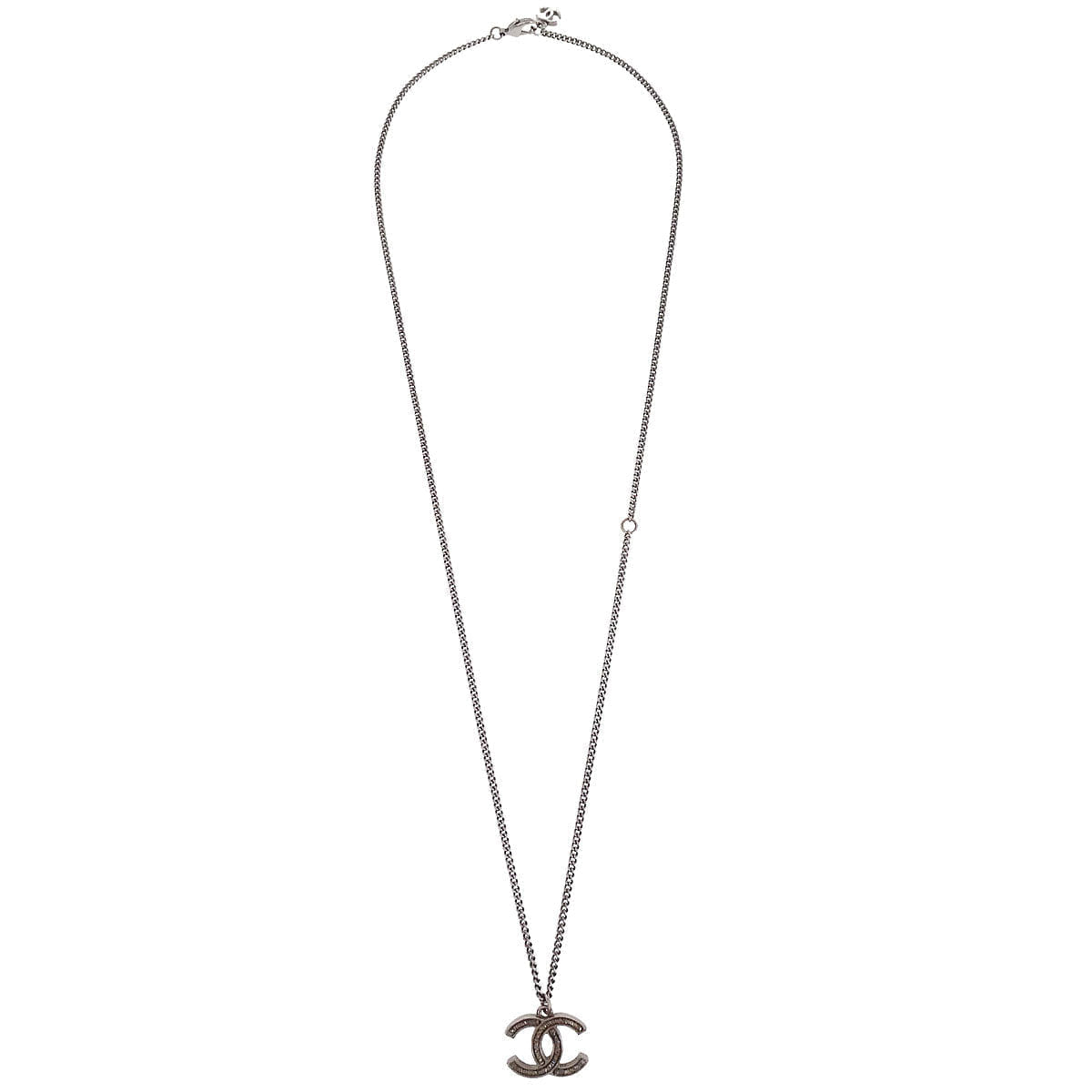 Chanel CC Chain Necklace Silver A15P