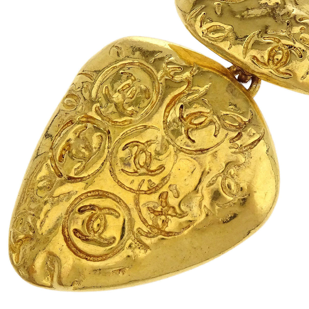 Chanel Dangle Triangle Clip-On Earrings Gold 93P