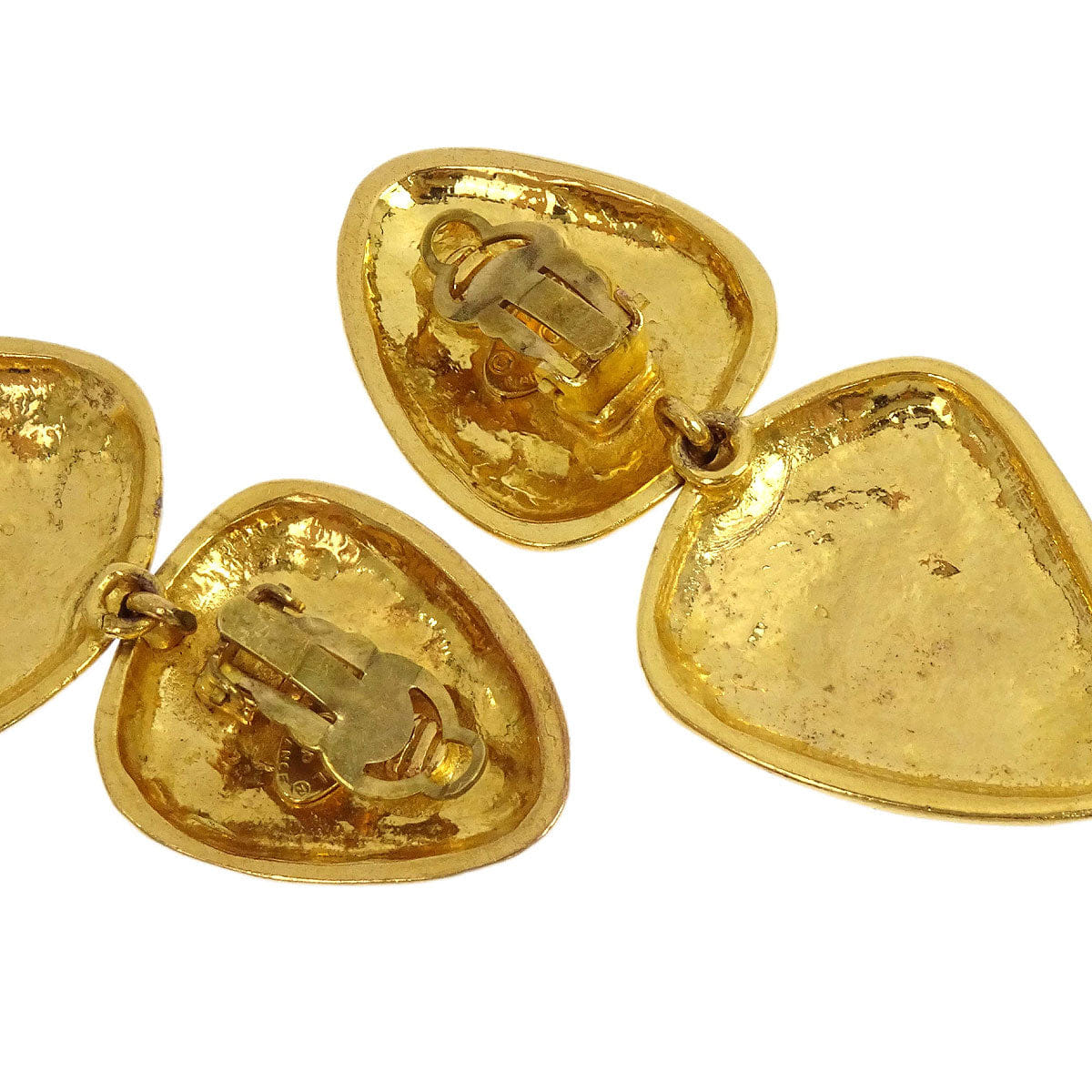Chanel Dangle Triangle Clip-On Earrings Gold 93P